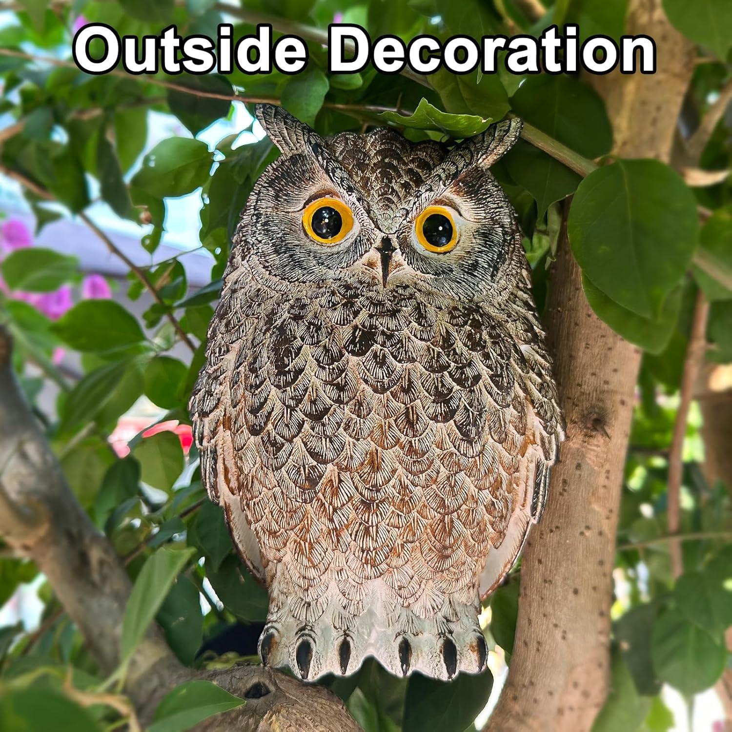 Estatua Realista de Búho Gris 21.1 cm para Jardín y Decoración