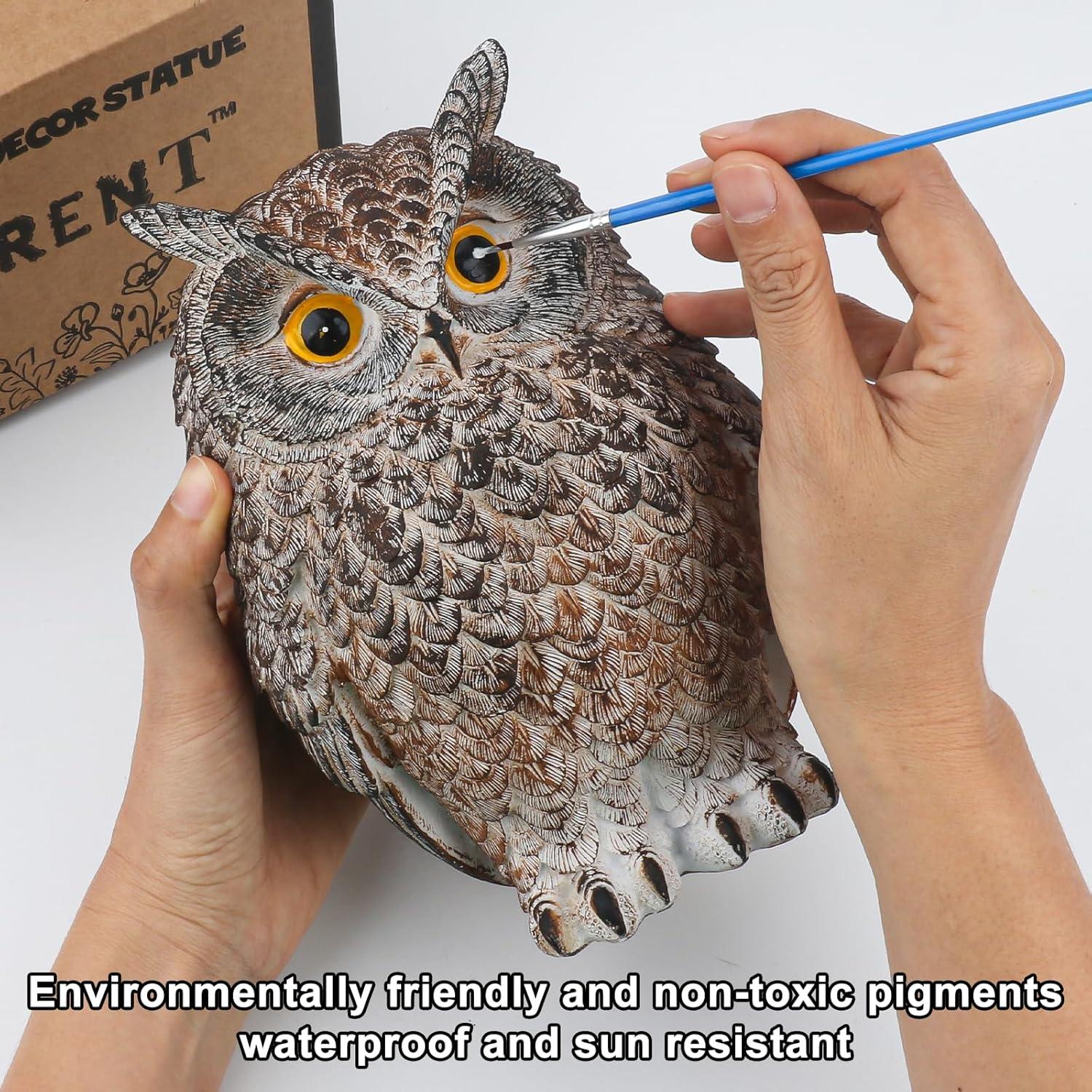 Estatua Realista de Búho Gris 21.1 cm para Jardín y Decoración