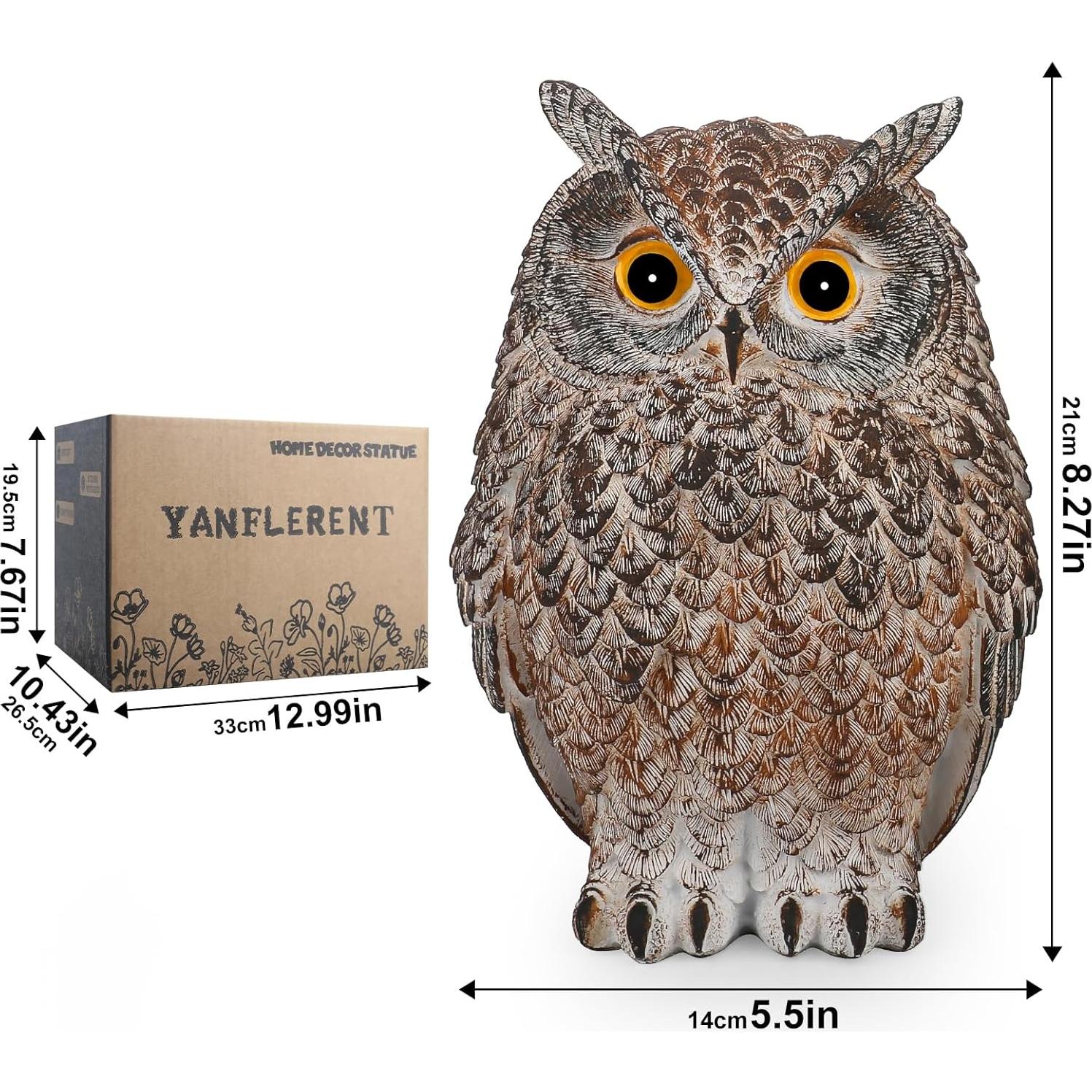 Estatua Realista de Búho Gris 21.1 cm para Jardín y Decoración
