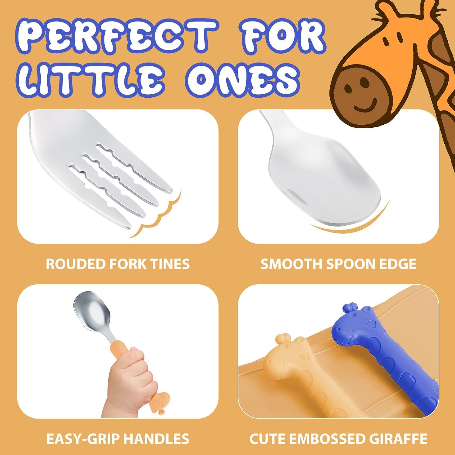 Juego de Utensilios para Niños Lohodo - Cuchara y Tenedor 18/8 Inoxidable