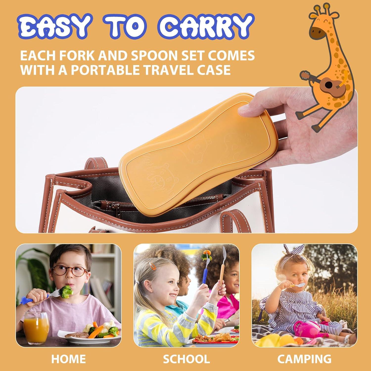 Juego de Utensilios para Niños Lohodo - Cuchara y Tenedor 18/8 Inoxidable