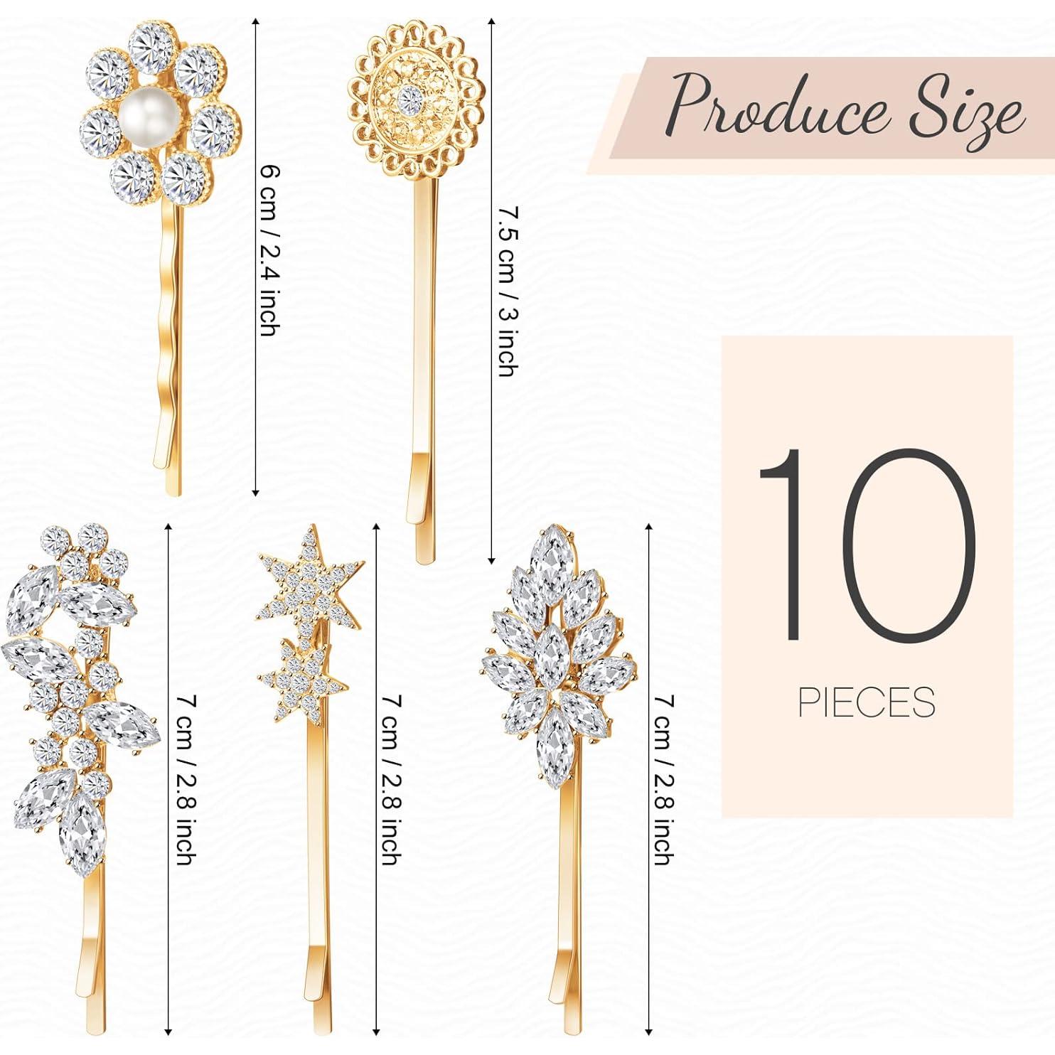 Horquillas Vintage Waydress 10 Pcs Oro con Rhinestone