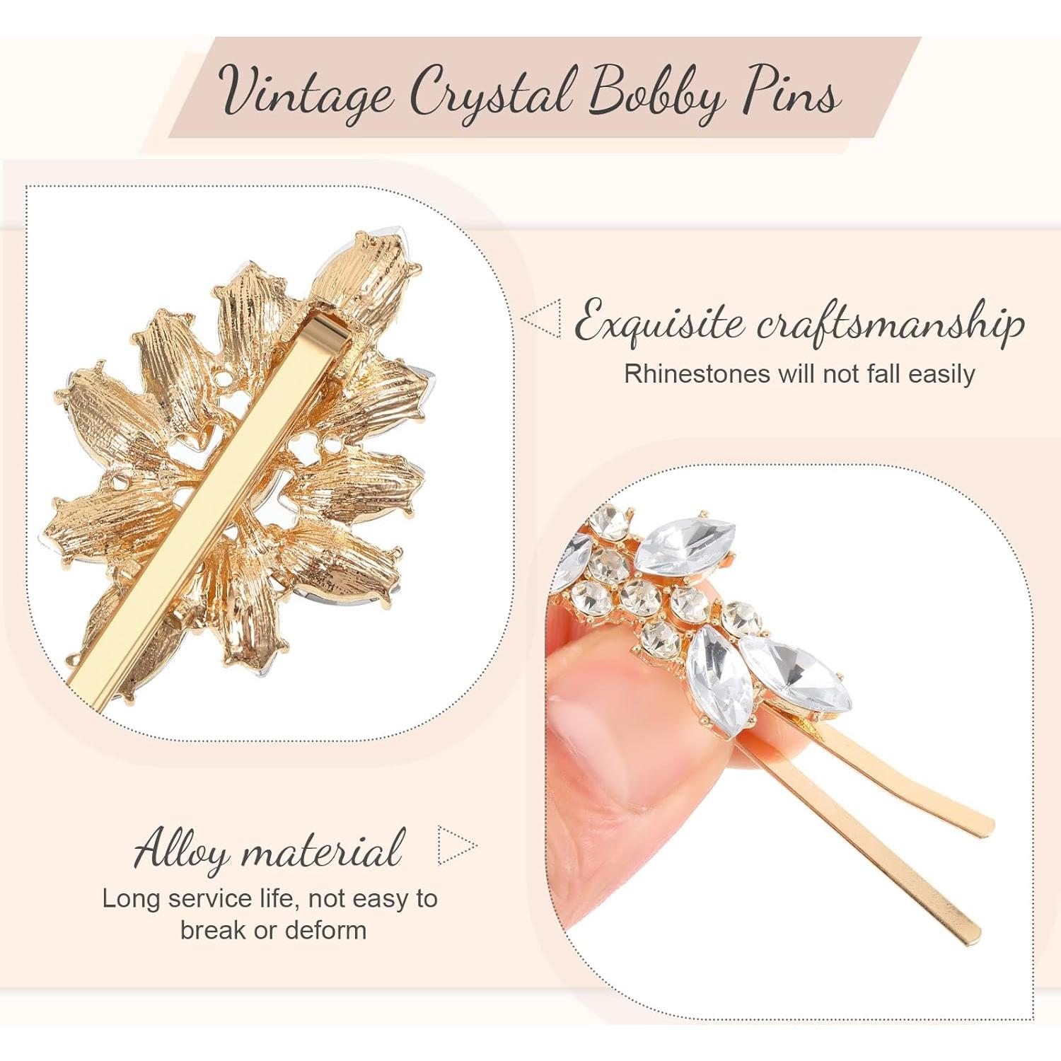 Horquillas Vintage Waydress 10 Pcs Oro con Rhinestone