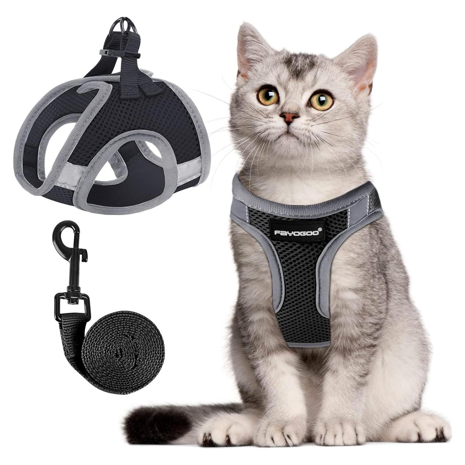 Arnés y Correa para Gato FAYOGOO Negro a Prueba de Escape