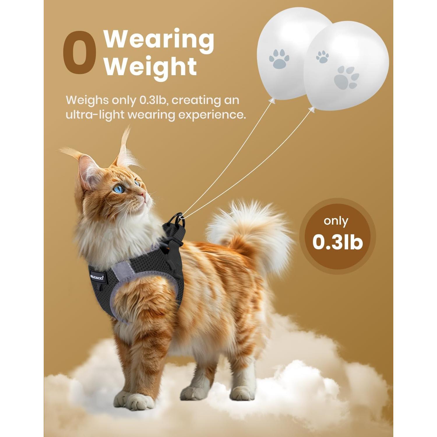 Arnés y Correa para Gato FAYOGOO Negro a Prueba de Escape