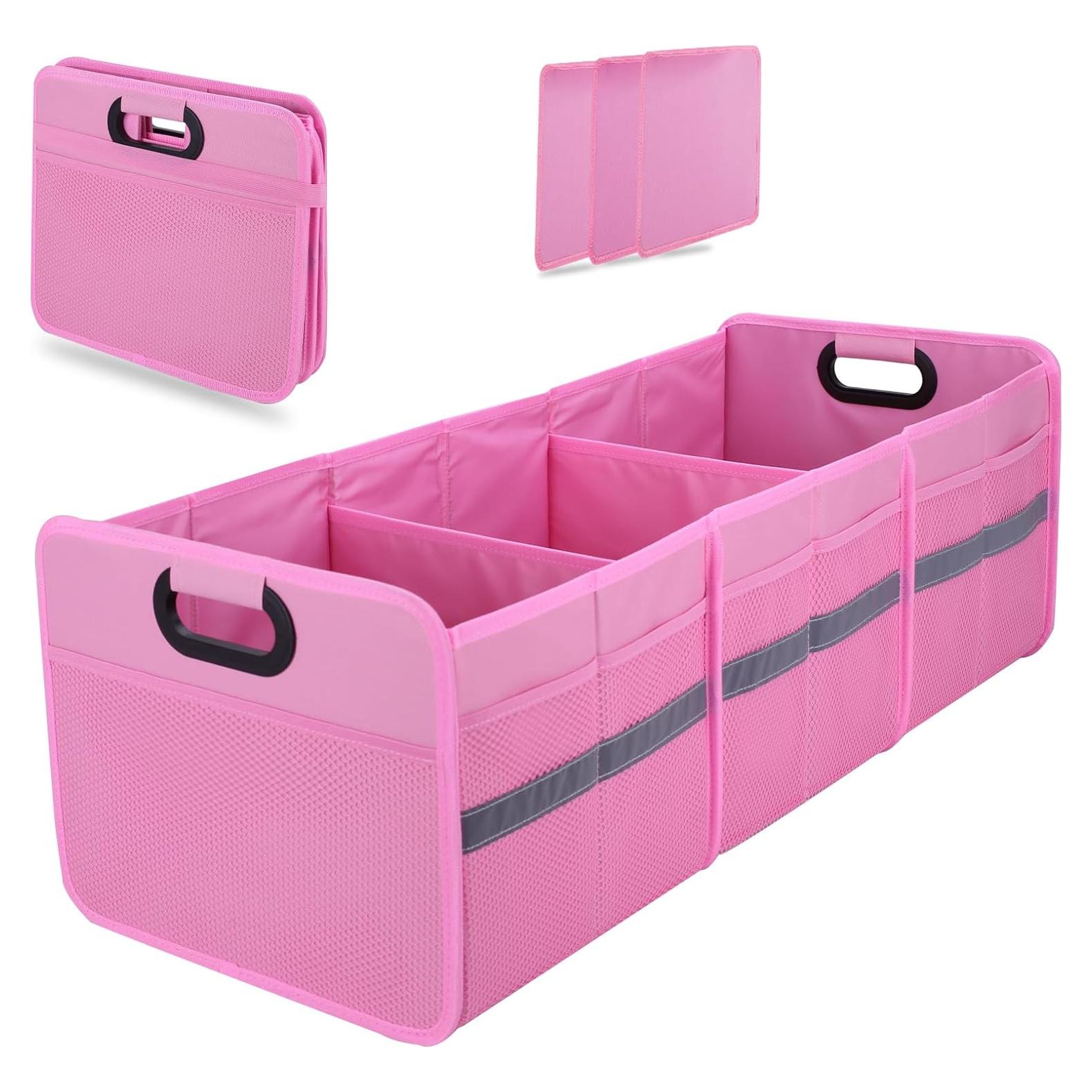 Organizador de Maletero Grande Homeve Plegable 3 Compartimentos Rosa
