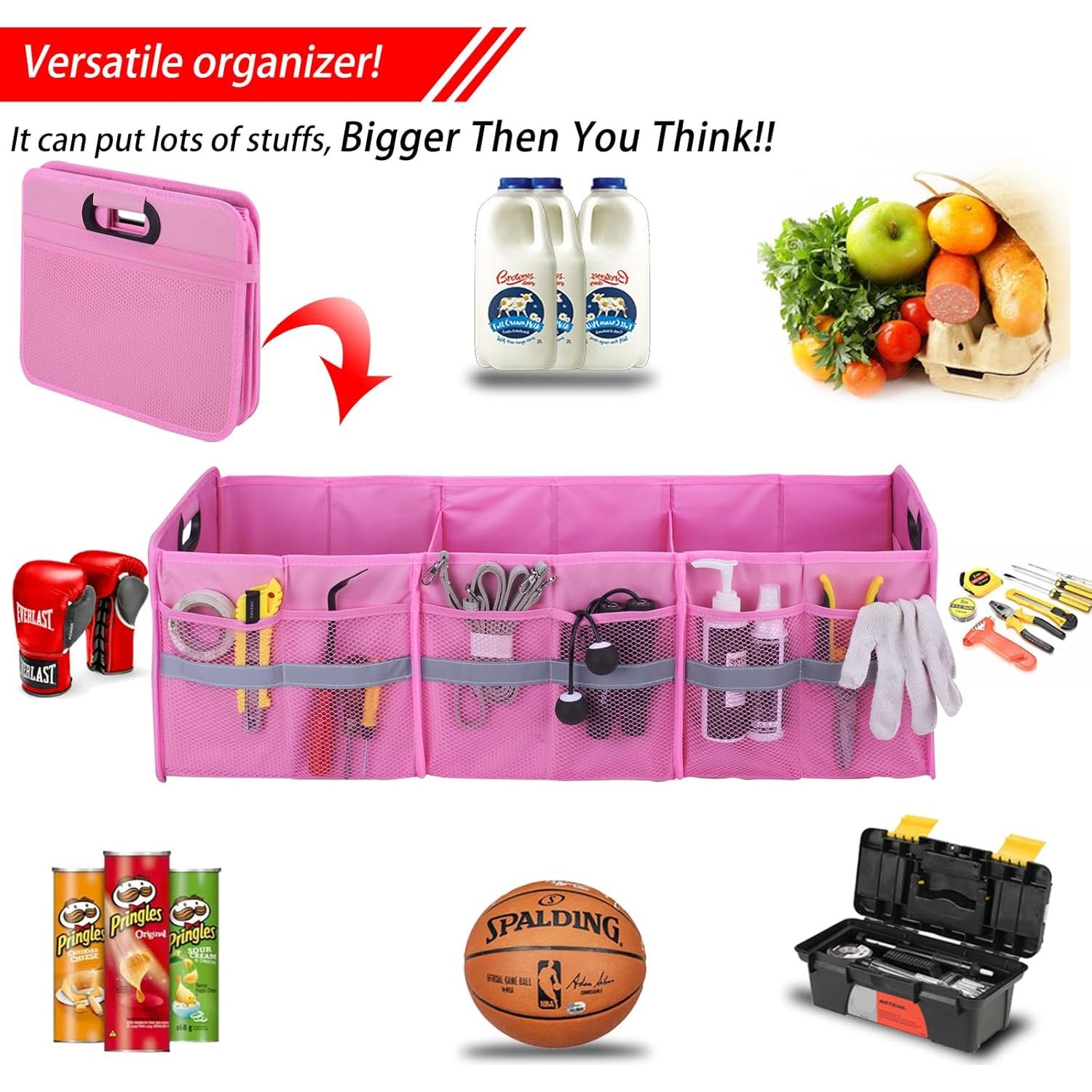 Organizador de Maletero Grande Homeve Plegable 3 Compartimentos Rosa