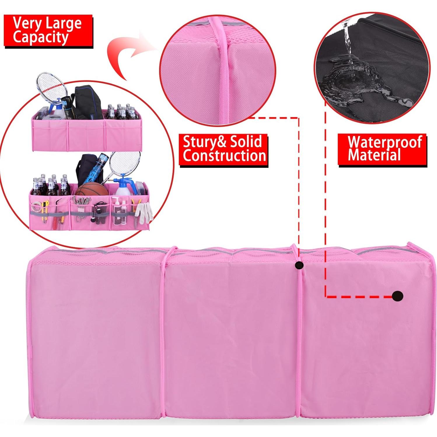 Organizador de Maletero Grande Homeve Plegable 3 Compartimentos Rosa