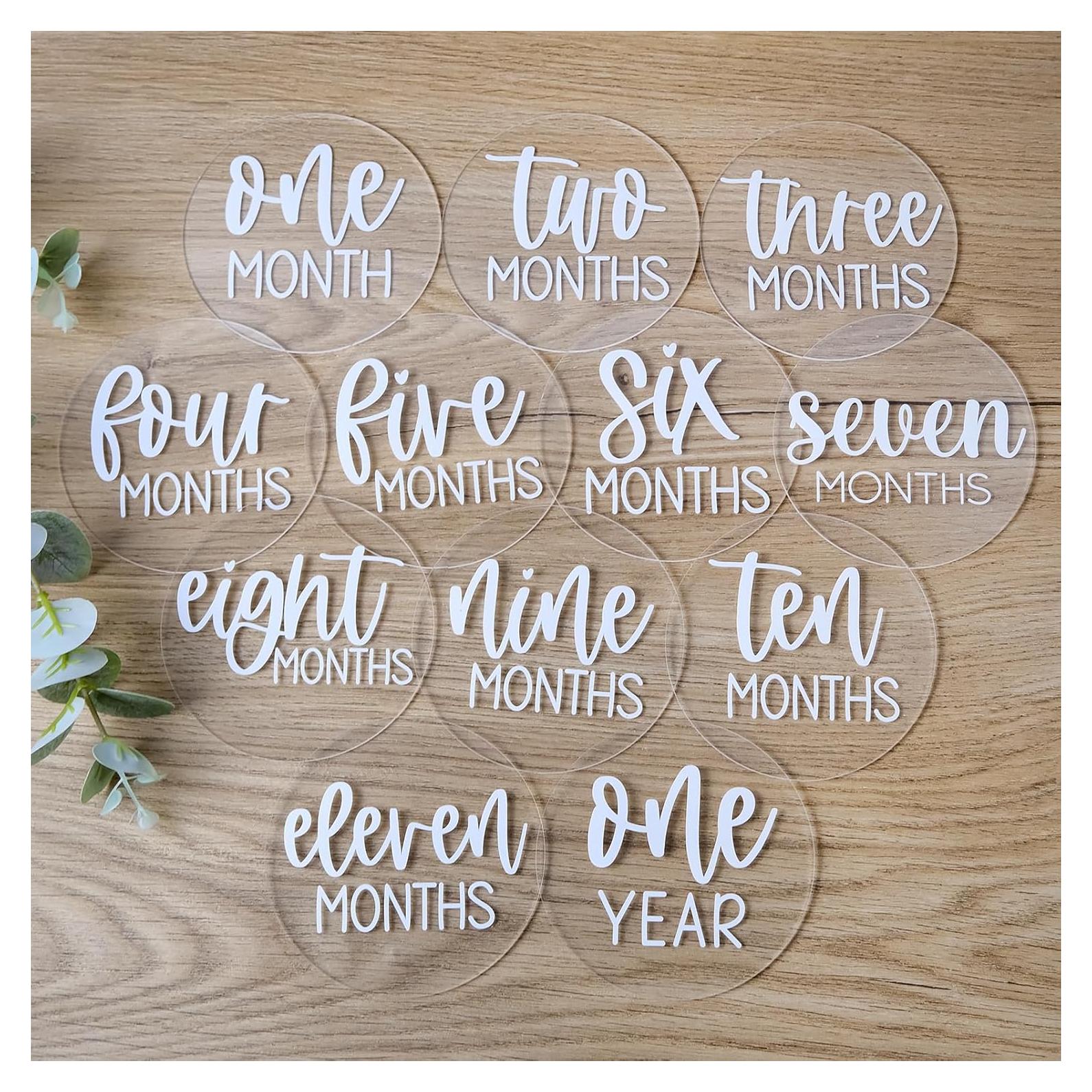 Discos de Hitos Mensuales para Bebés JINMURY - 13 PCS Acrílico
