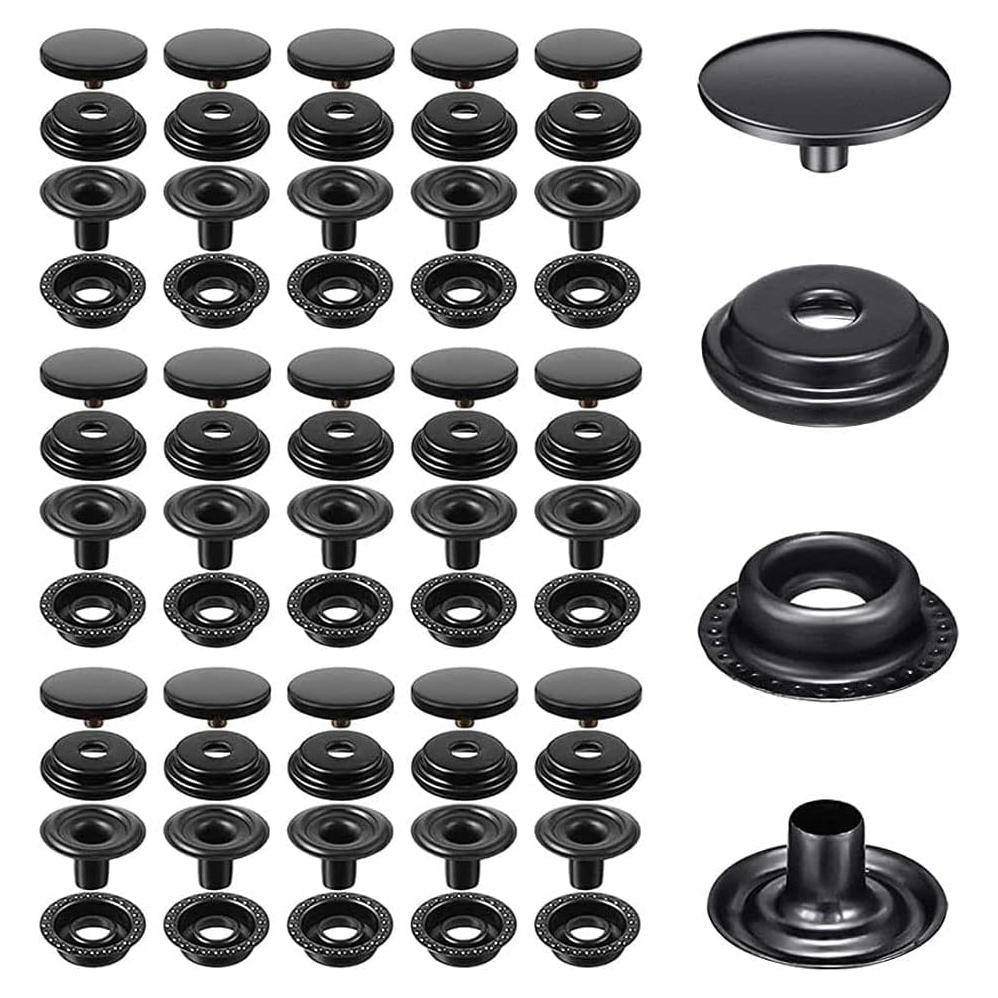 Kit de 60 Broches de Metal BetterJonny 15mm Negro para DIY