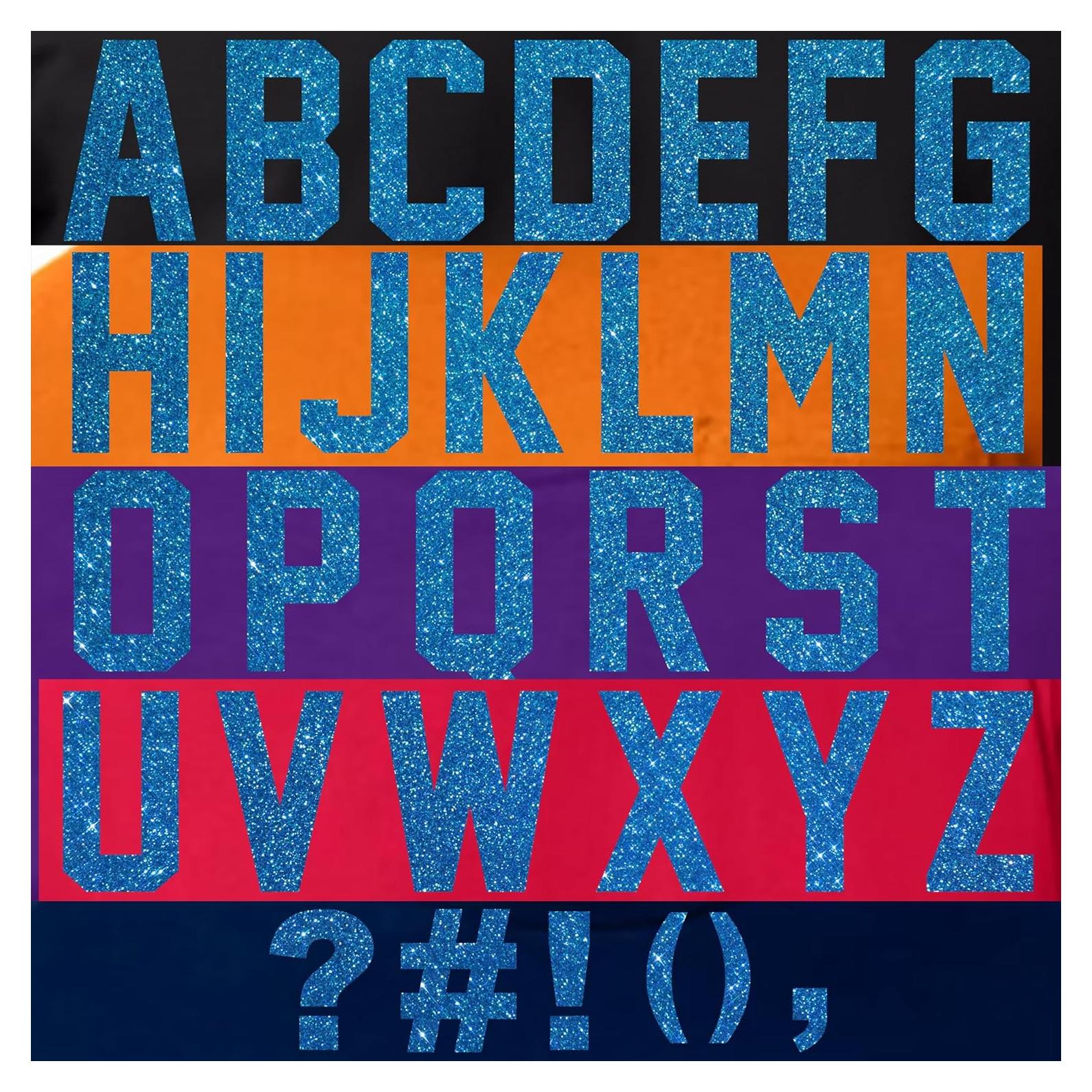 47 Pieces,2" Tall Glitter Letters, Iron On Heat Transfer Vinyl for for DIY Printing Craft Fabric T-Shirt, Good Choice for Birthday and Christmas and Anniversaries Gift,t-Shirt (Aqua)