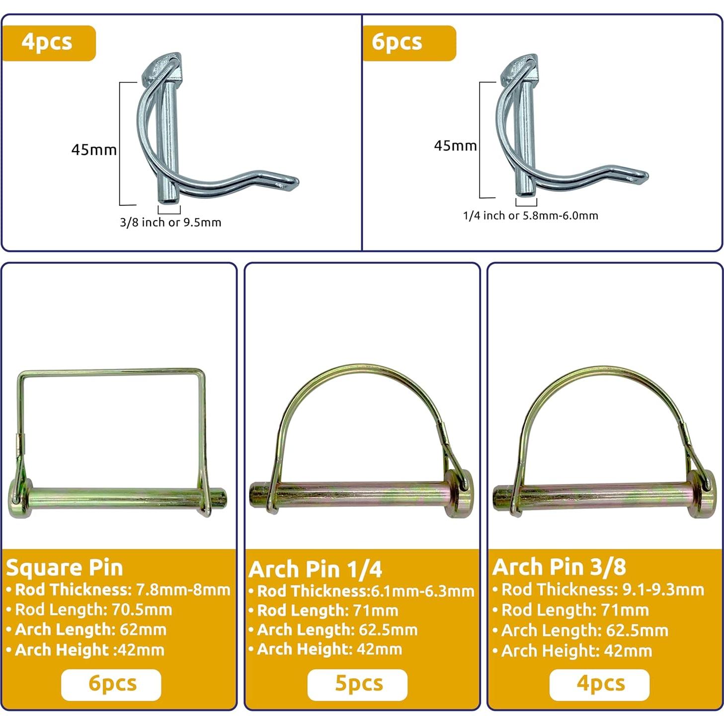 Kit de Pasadores y Clips para Remolque 232 Piezas PINAILER