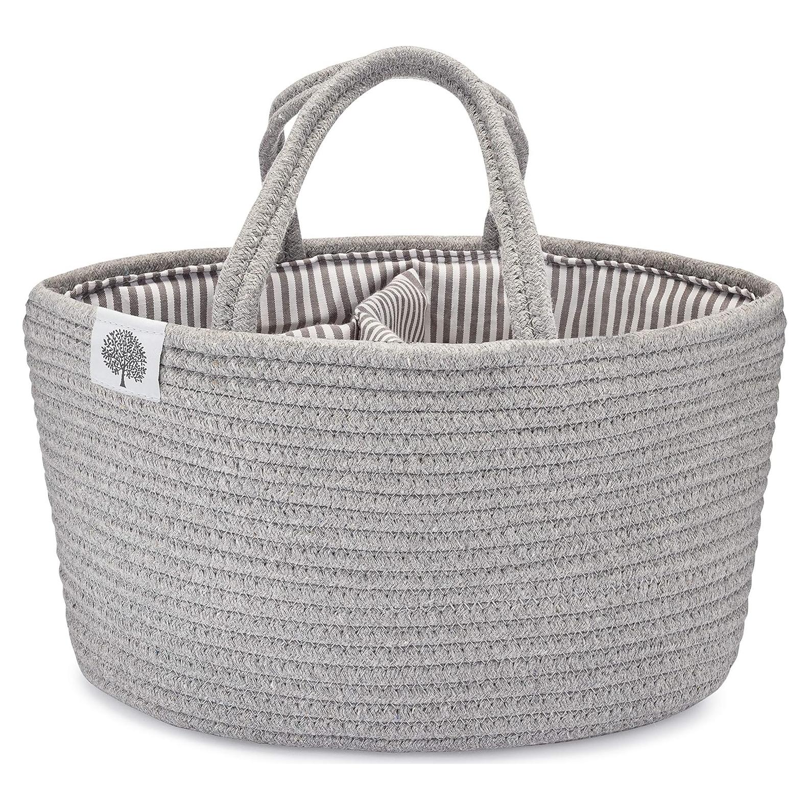 Organizador de Pañales Parker Baby Co. - Caddy de Algodón Gris
