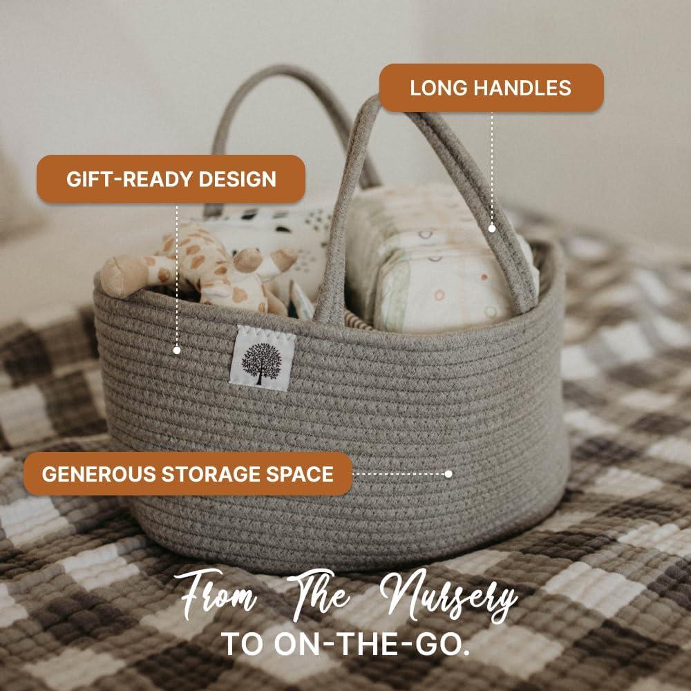 Organizador de Pañales Parker Baby Co. - Caddy de Algodón Gris