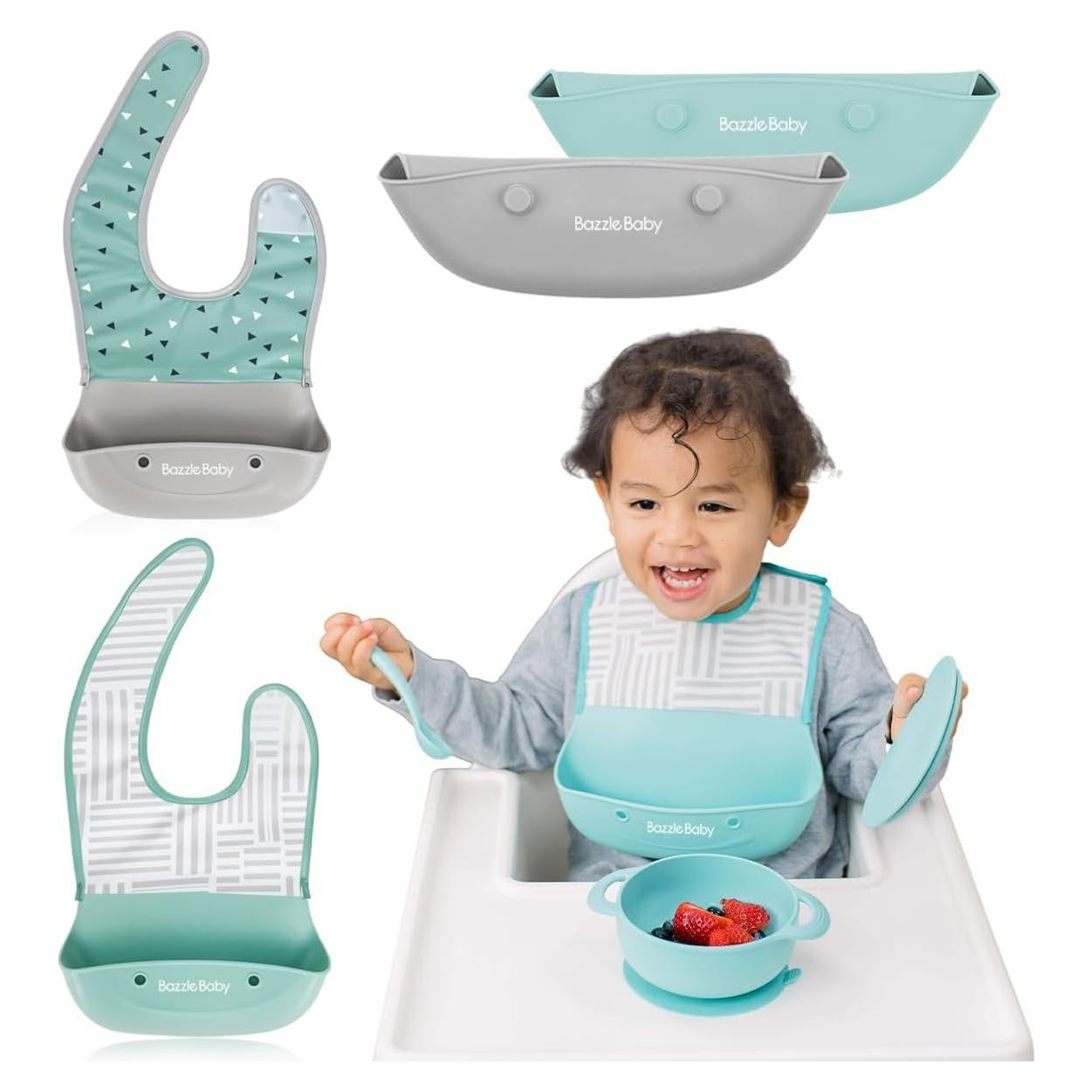 Baberos de Silicona Bazzle Baby con Recogedor - 2 Piezas