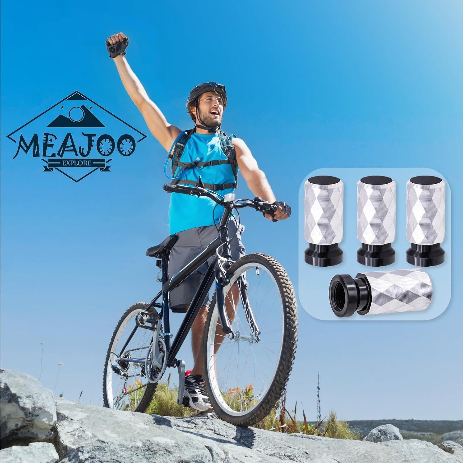 4 Tapas de Válvula de Neumático MEAJOO de Aluminio Negro