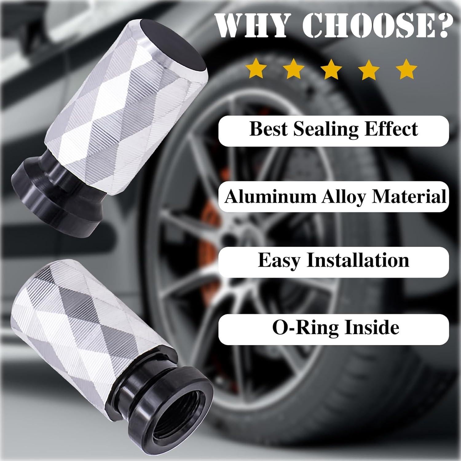 4 Tapas de Válvula de Neumático MEAJOO de Aluminio Negro