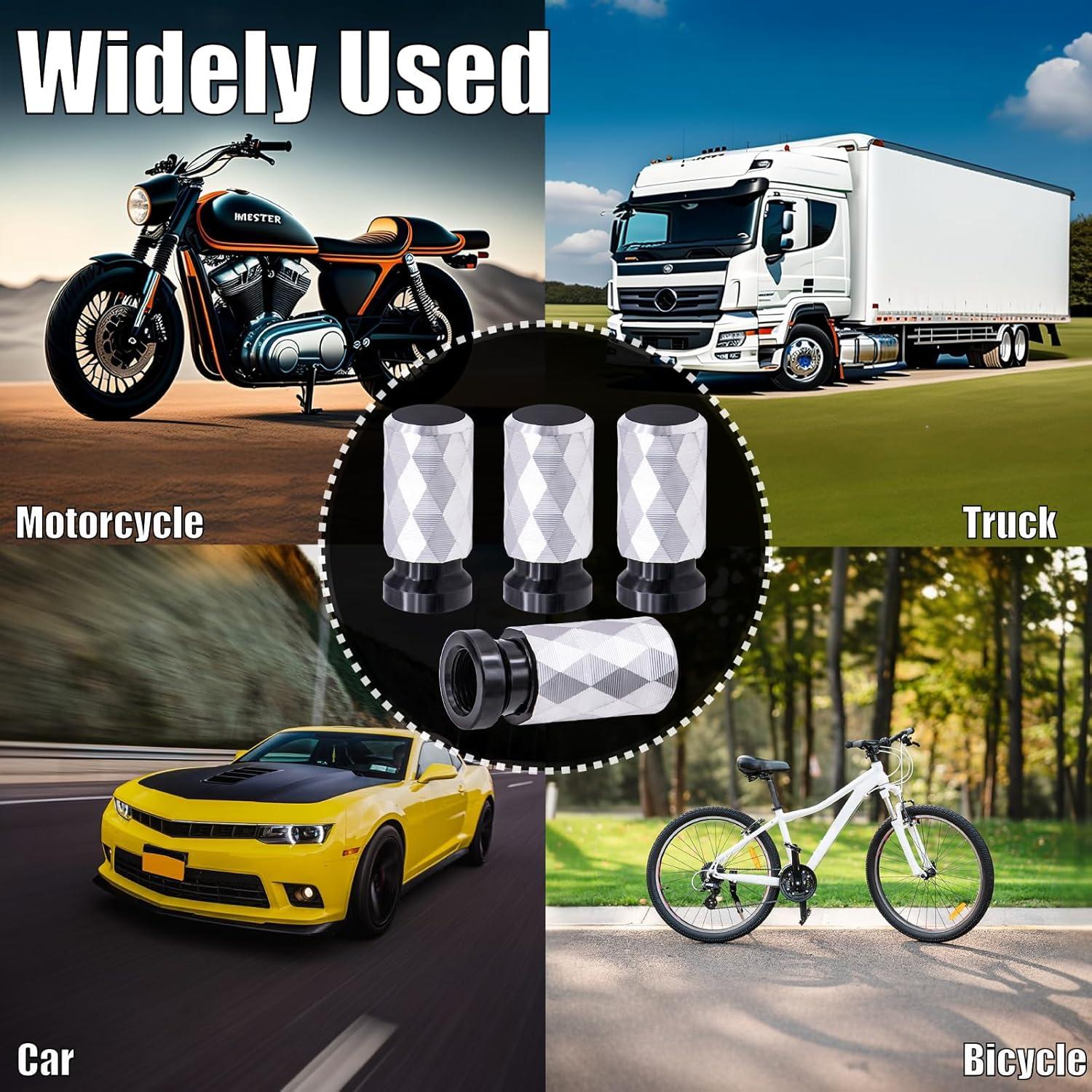 4 Tapas de Válvula de Neumático MEAJOO de Aluminio Negro