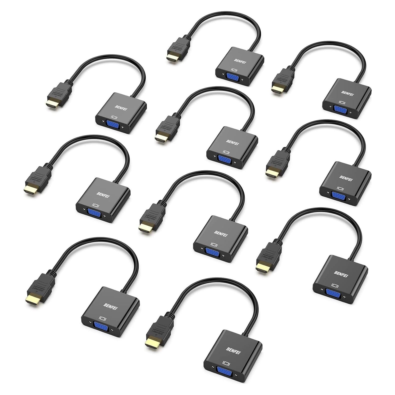 Adaptador HDMI a VGA Benfei 10 Piezas Negro 1080p
