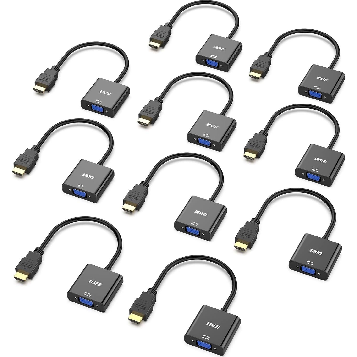 Adaptador HDMI a VGA Benfei 10 Piezas Negro 1080p