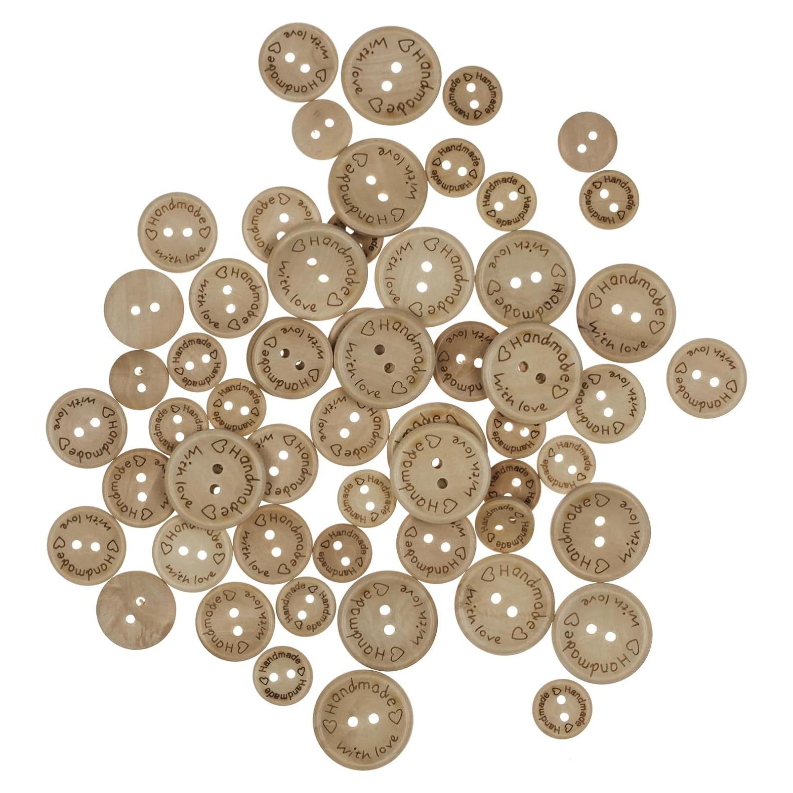 150 Botones de Madera Hechos a Mano MASONEE - Redondos 15-25mm