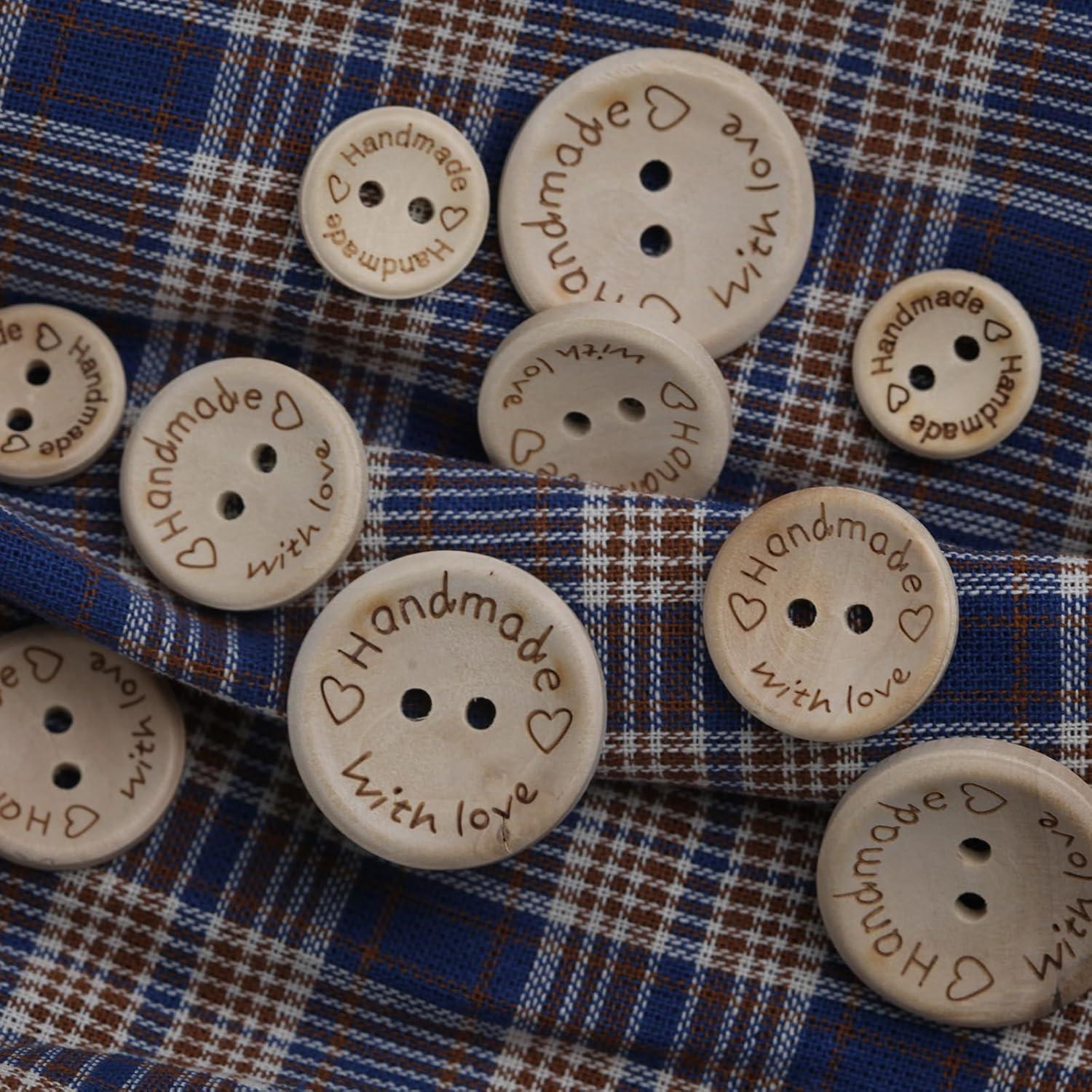 150 Botones de Madera Hechos a Mano MASONEE - Redondos 15-25mm