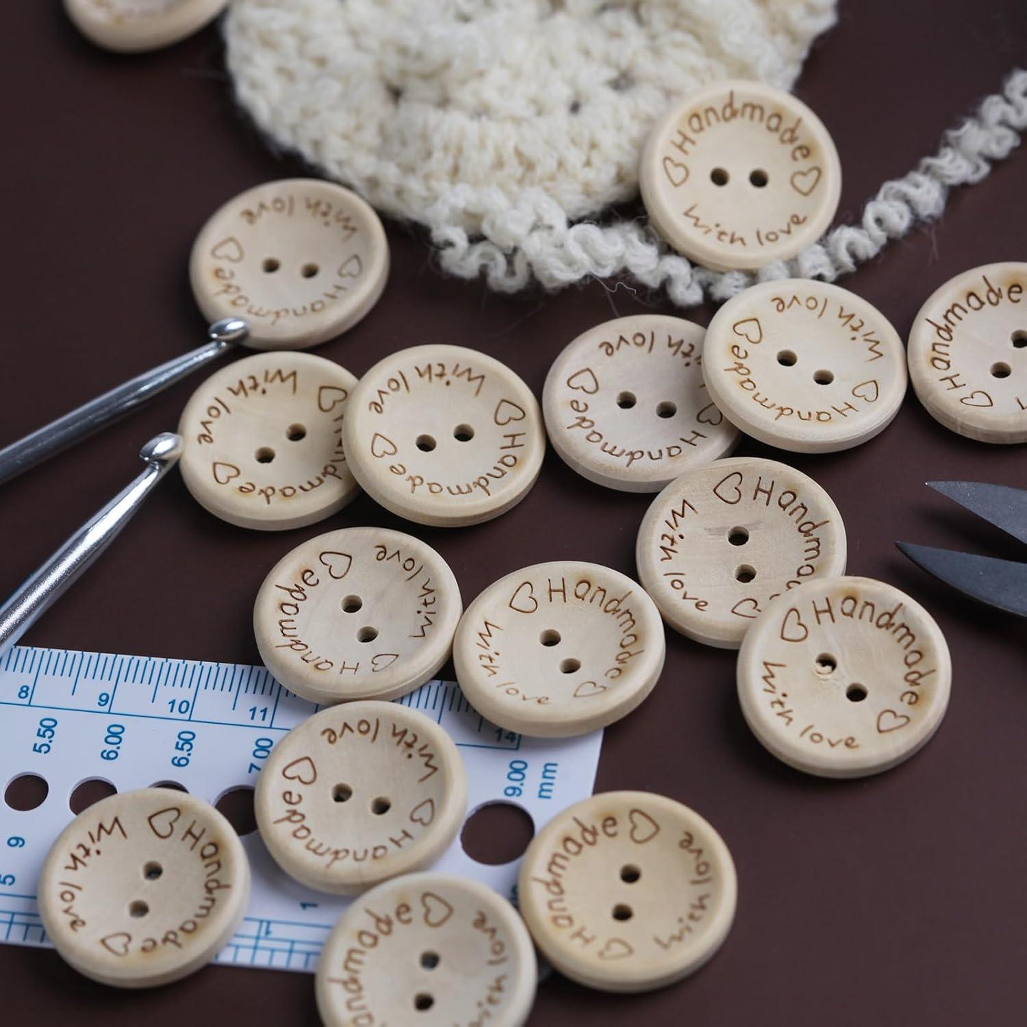 150 Botones de Madera Hechos a Mano MASONEE - Redondos 15-25mm