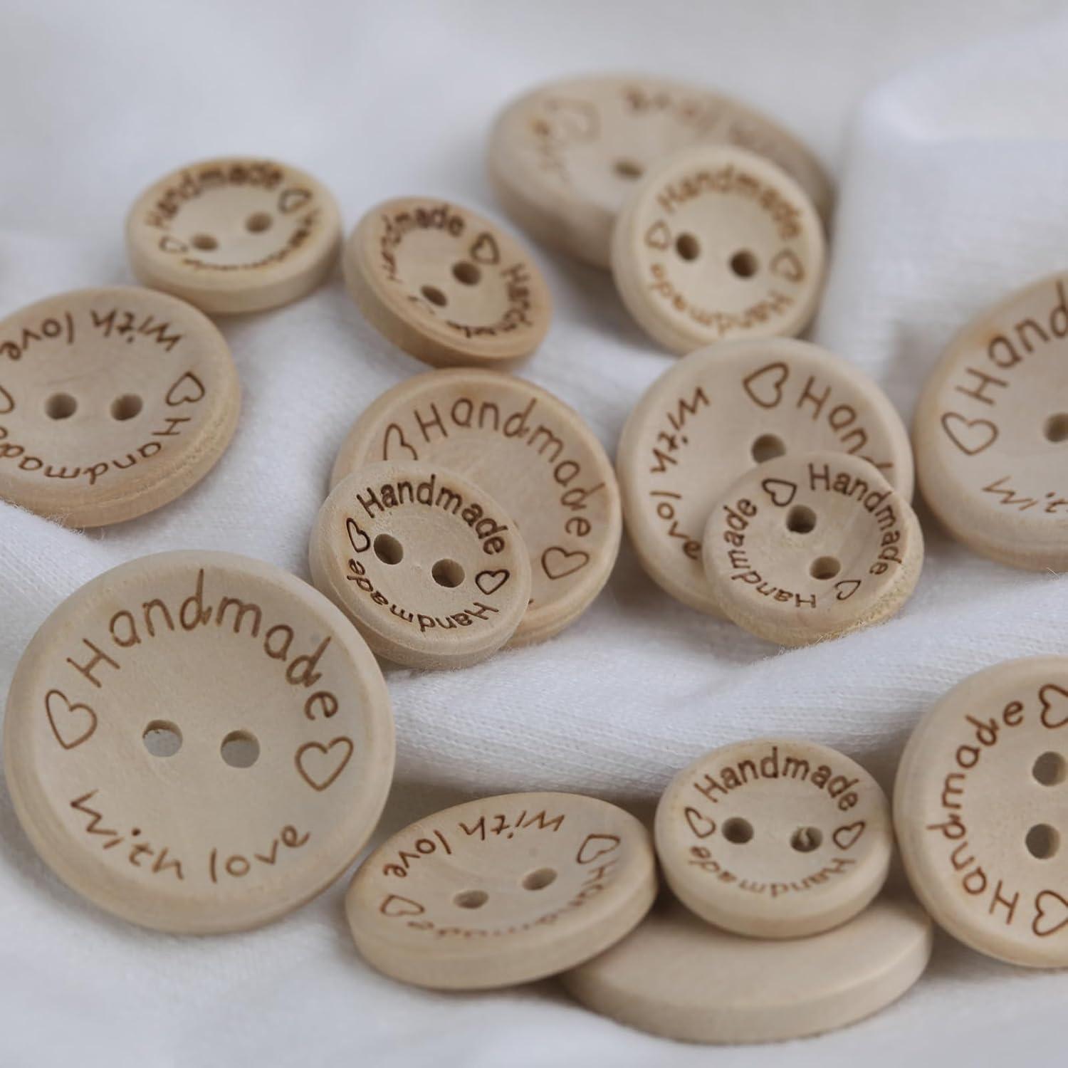 150 Botones de Madera Hechos a Mano MASONEE - Redondos 15-25mm