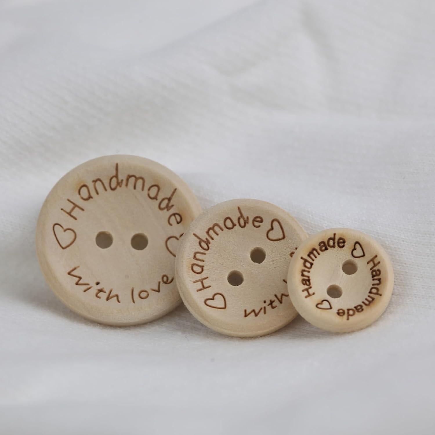 150 Botones de Madera Hechos a Mano MASONEE - Redondos 15-25mm