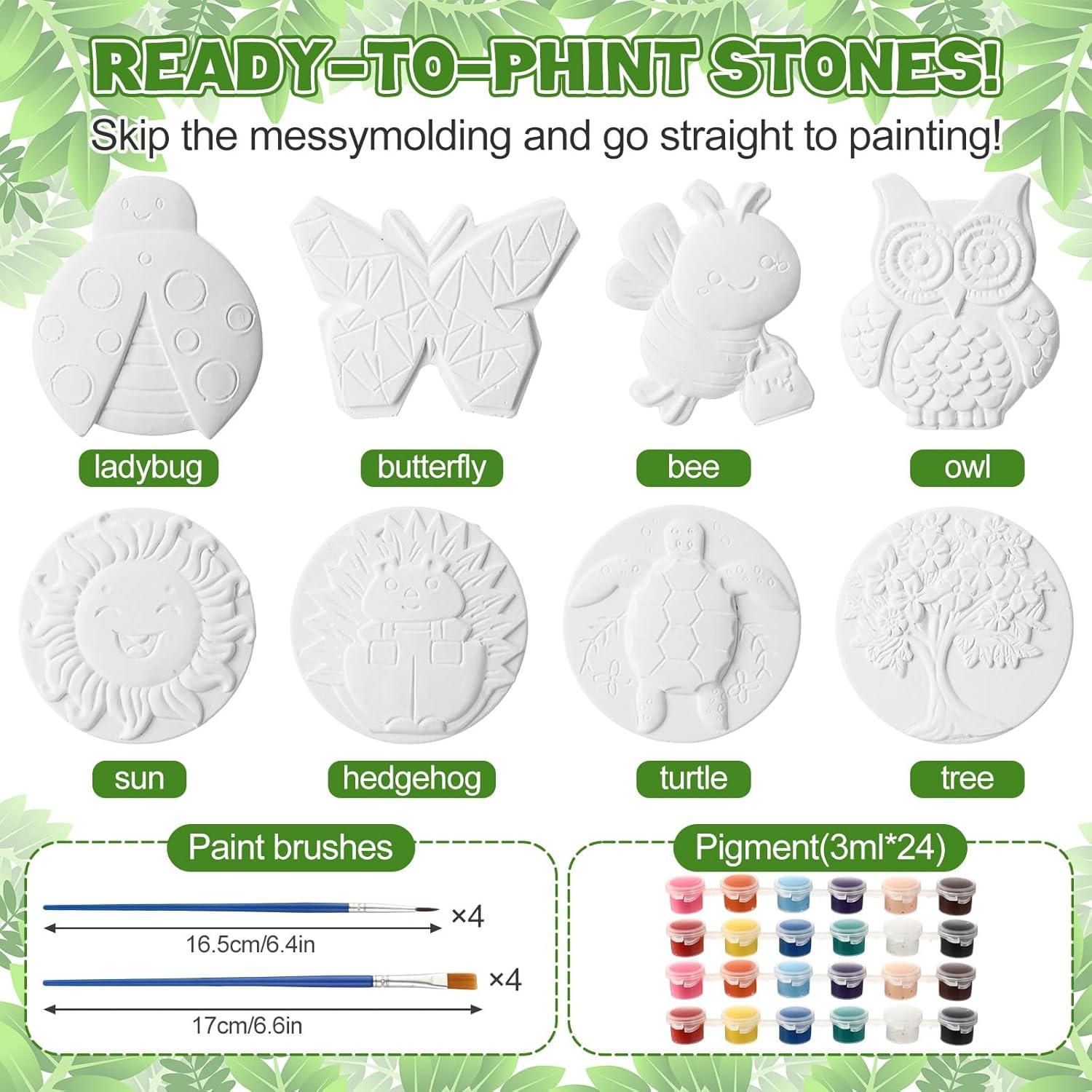 Kit de Pintura de Piedras de Yeso HyDren - 8 Piezas Animales