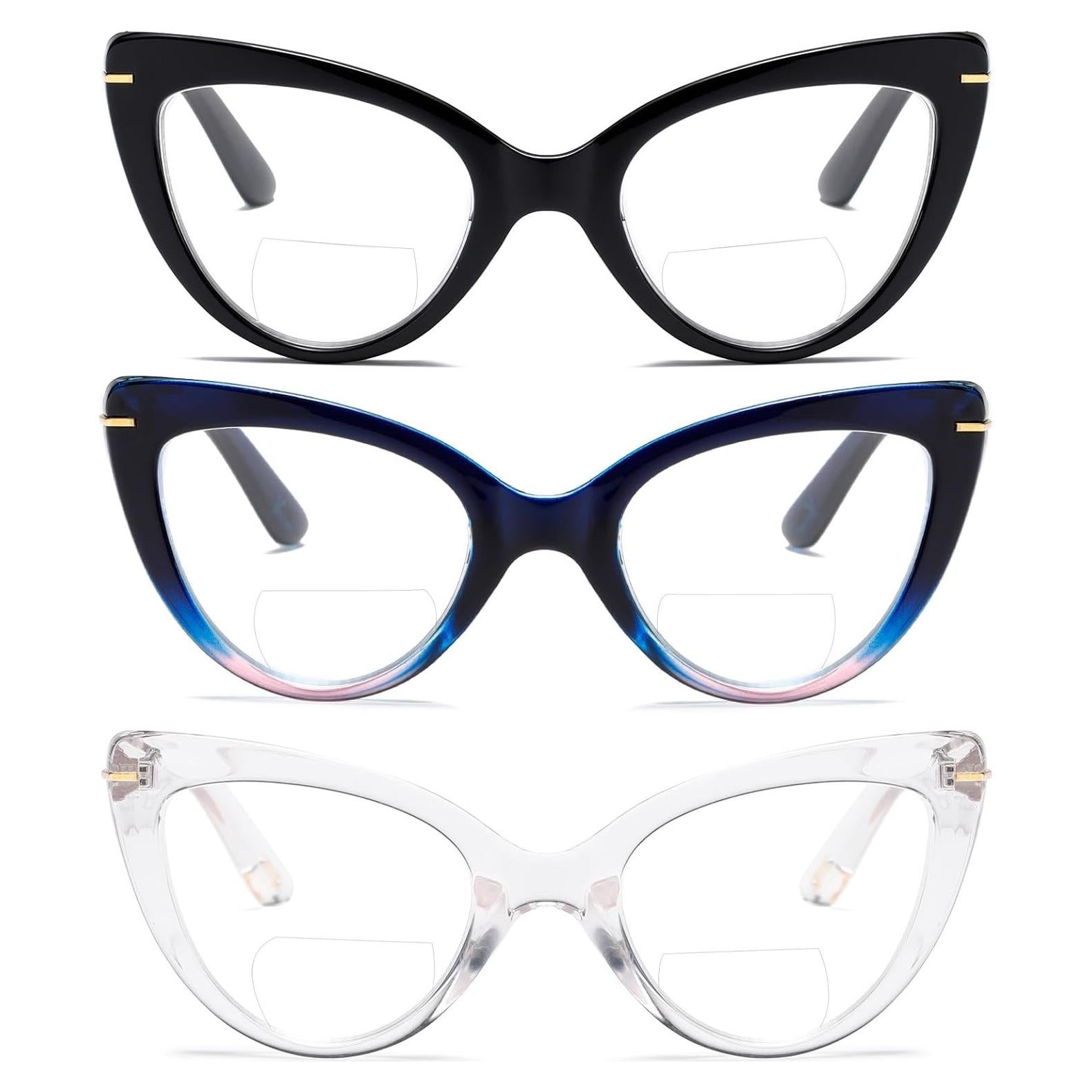 Gafas de Lectura Cat Eye MMOWW para Mujeres - Paquete de 3 Bifocales 1.0x