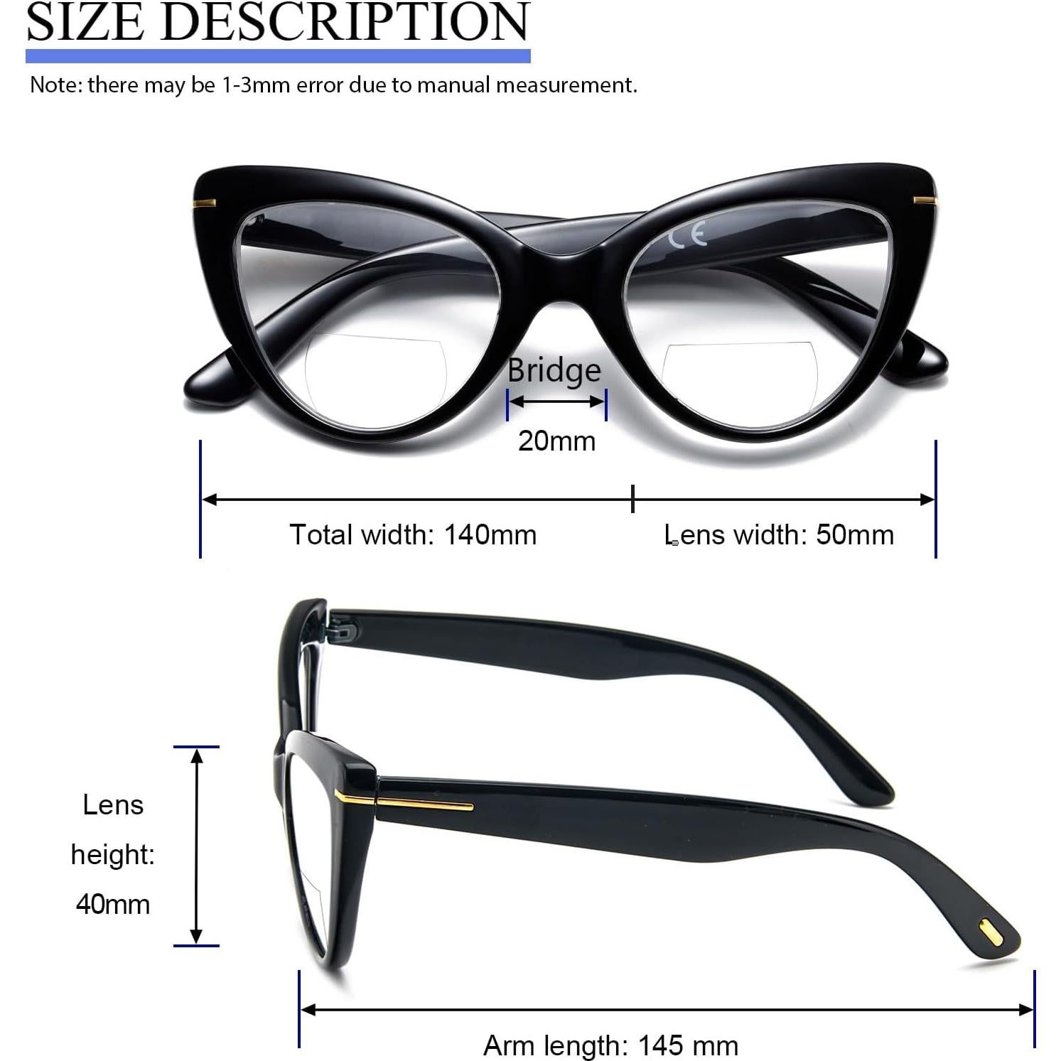 Gafas de Lectura Cat Eye MMOWW para Mujeres - Paquete de 3 Bifocales 1.0x