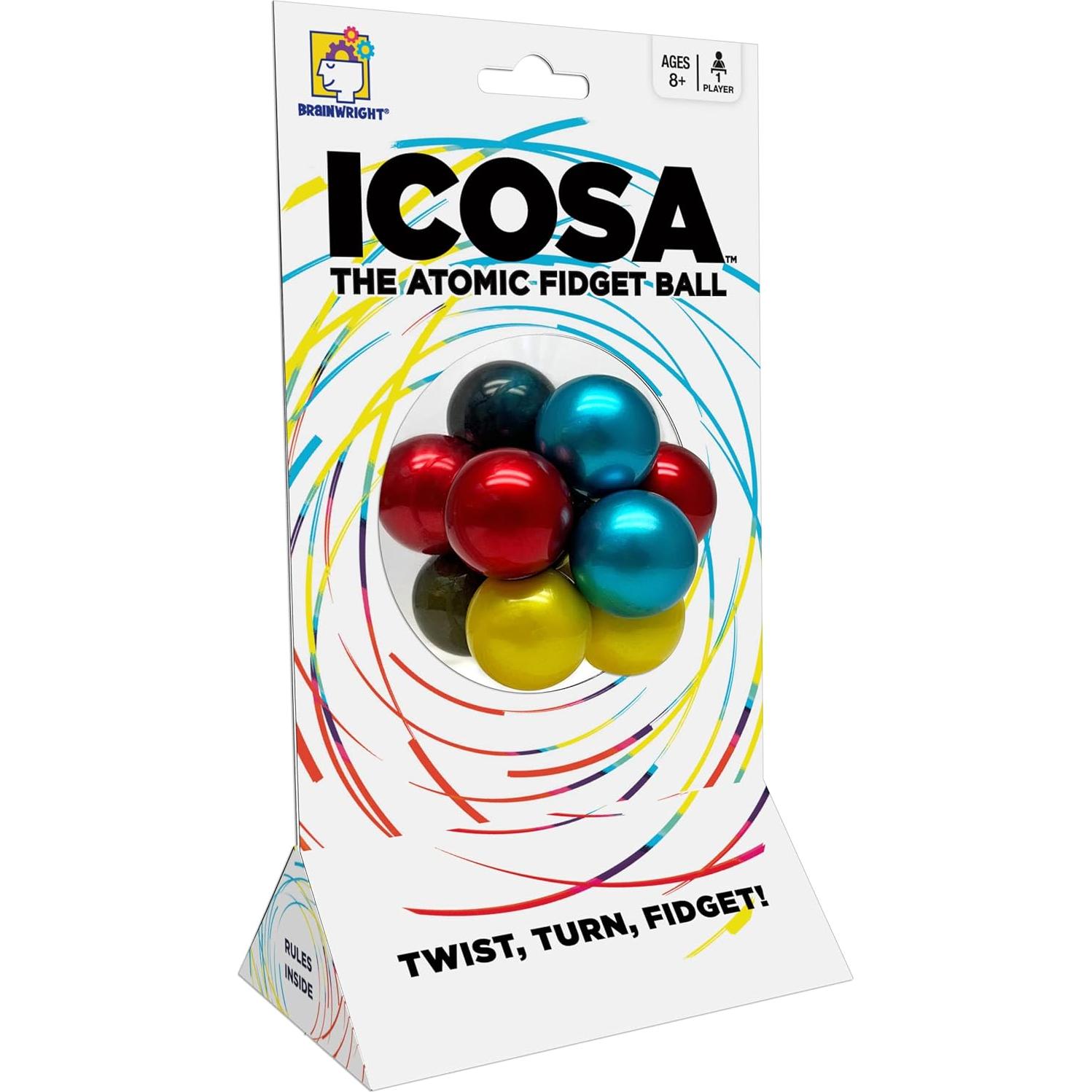 Brainwright ICOSA Bola Antiestrés Atómica 20cm Colores Vibrantes