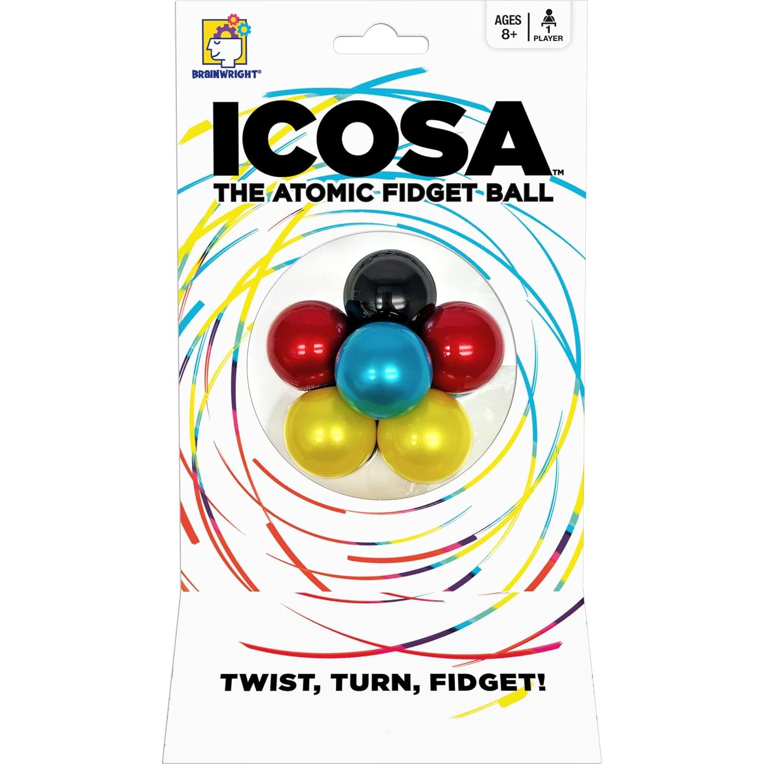 Brainwright ICOSA Bola Antiestrés Atómica 20cm Colores Vibrantes