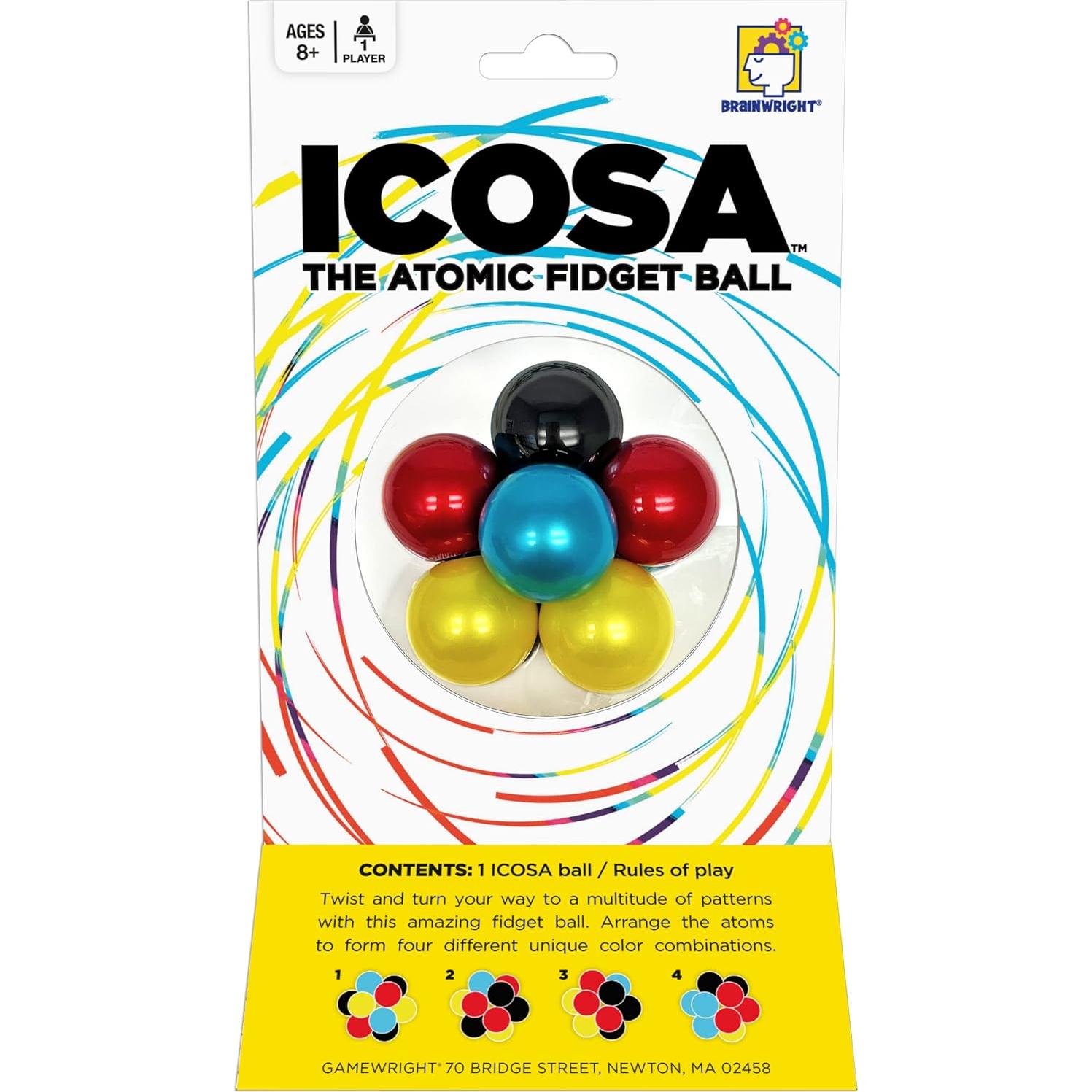 Brainwright ICOSA Bola Antiestrés Atómica 20cm Colores Vibrantes