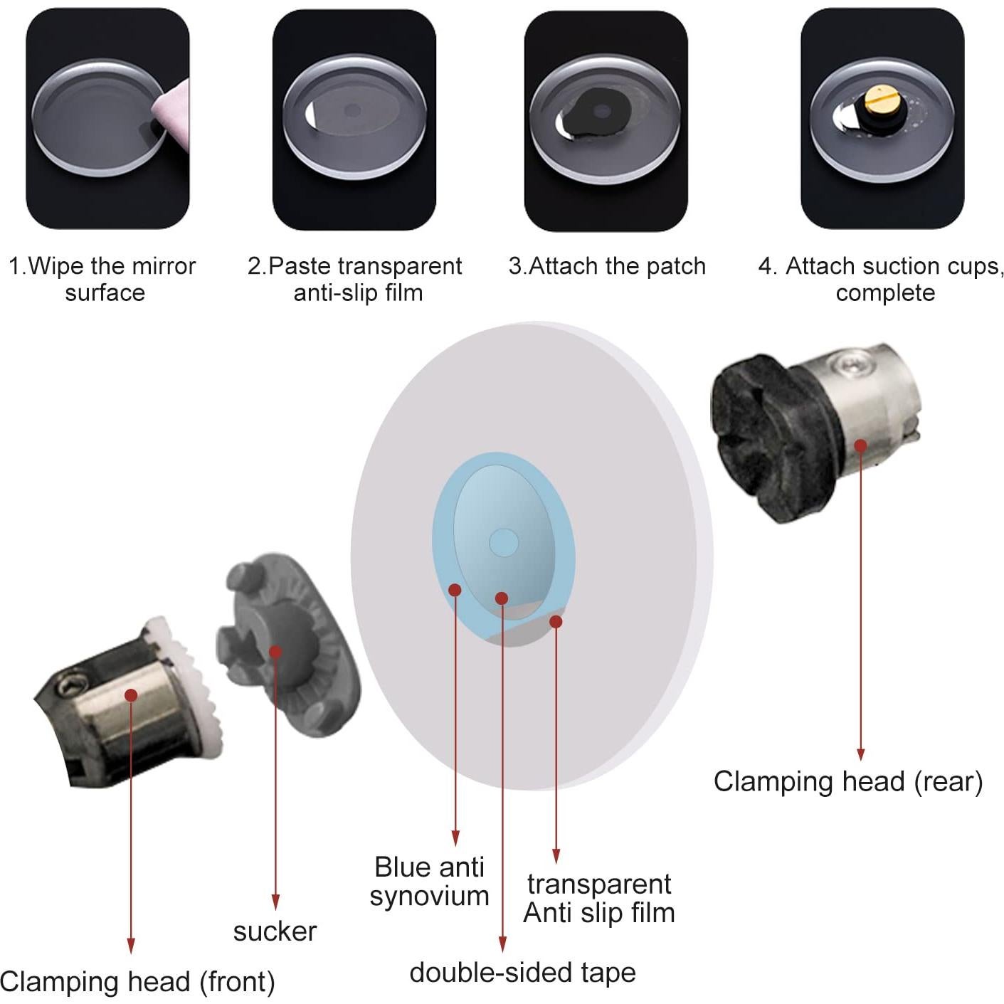 1000 Almohadillas Transparentes Antideslizantes Hasefam 42x26mm