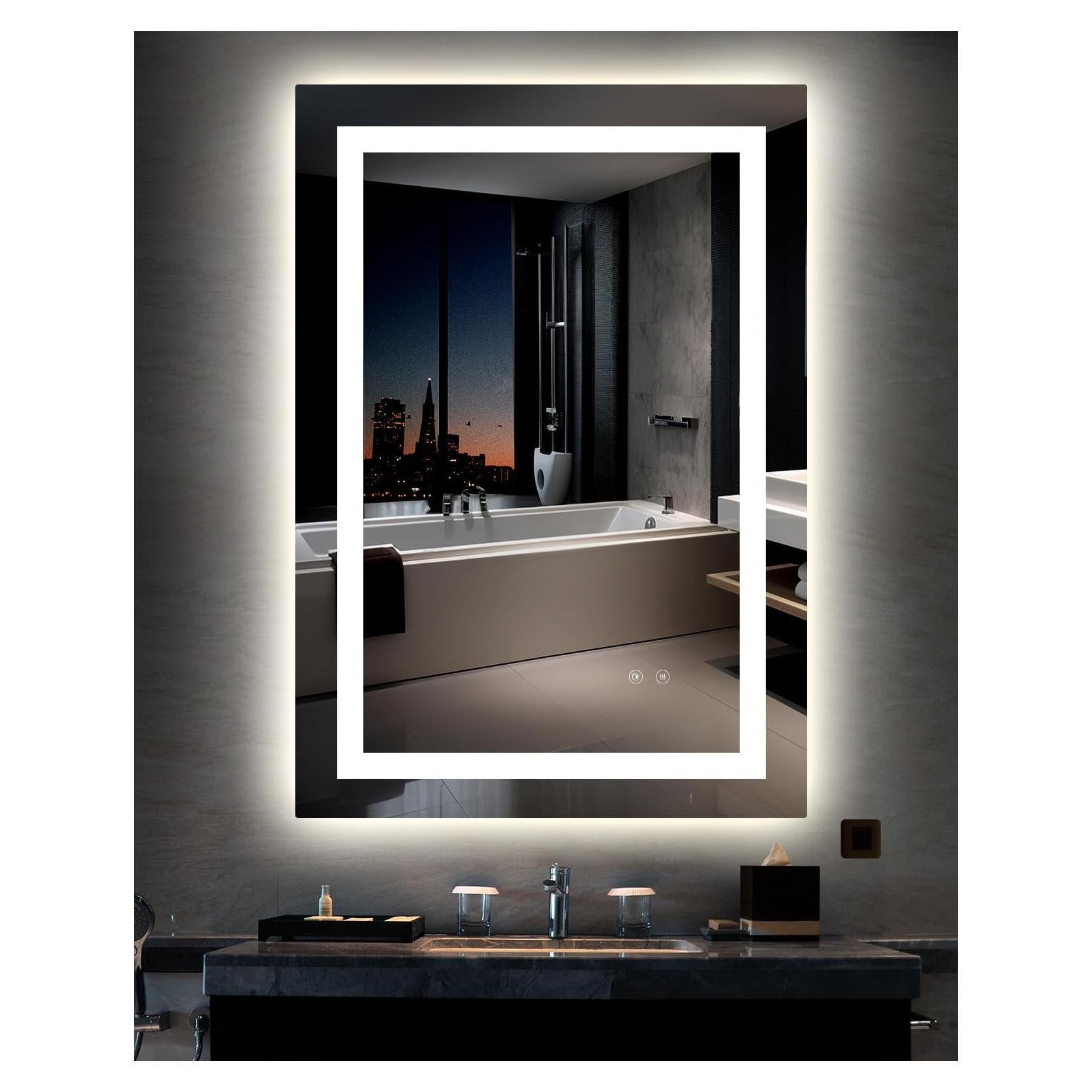 Espejo de Baño LED Ensenior 81x61cm con Luz Frontal y Trasera