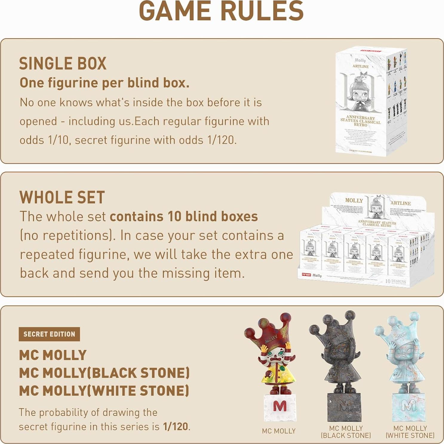 Estatuas de Aniversario POP MART Molly Clásica Retro 2 Figuras