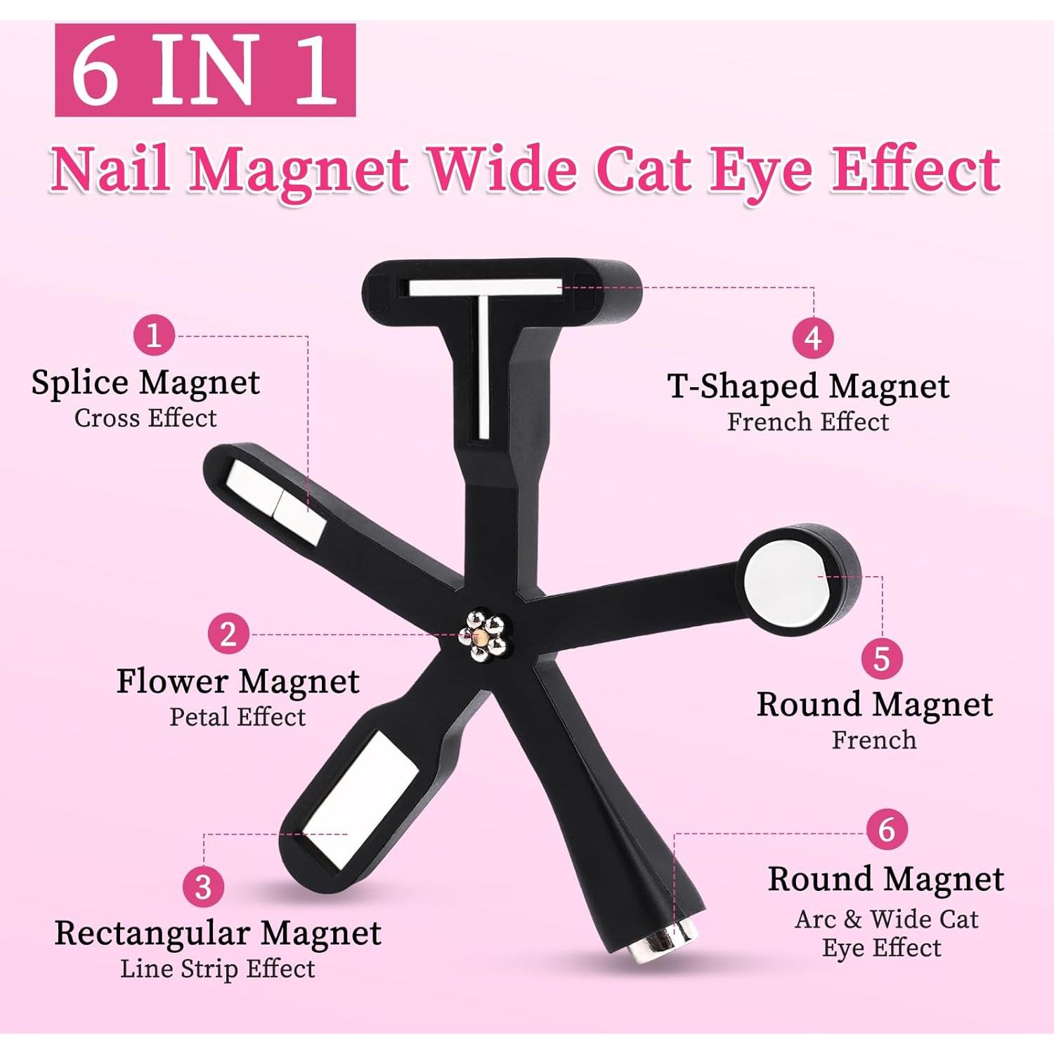 Imán de Uñas BQAN Ojo de Gato 6 en 1 Magnético Negro