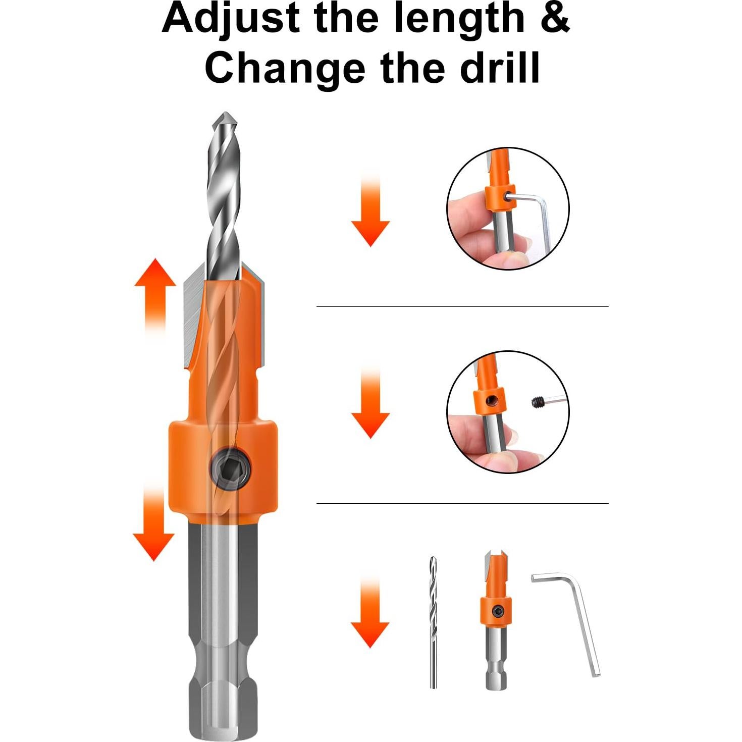 Juego de Brocas de Avellanado Lytool 5 Piezas 8mm Hexagonal