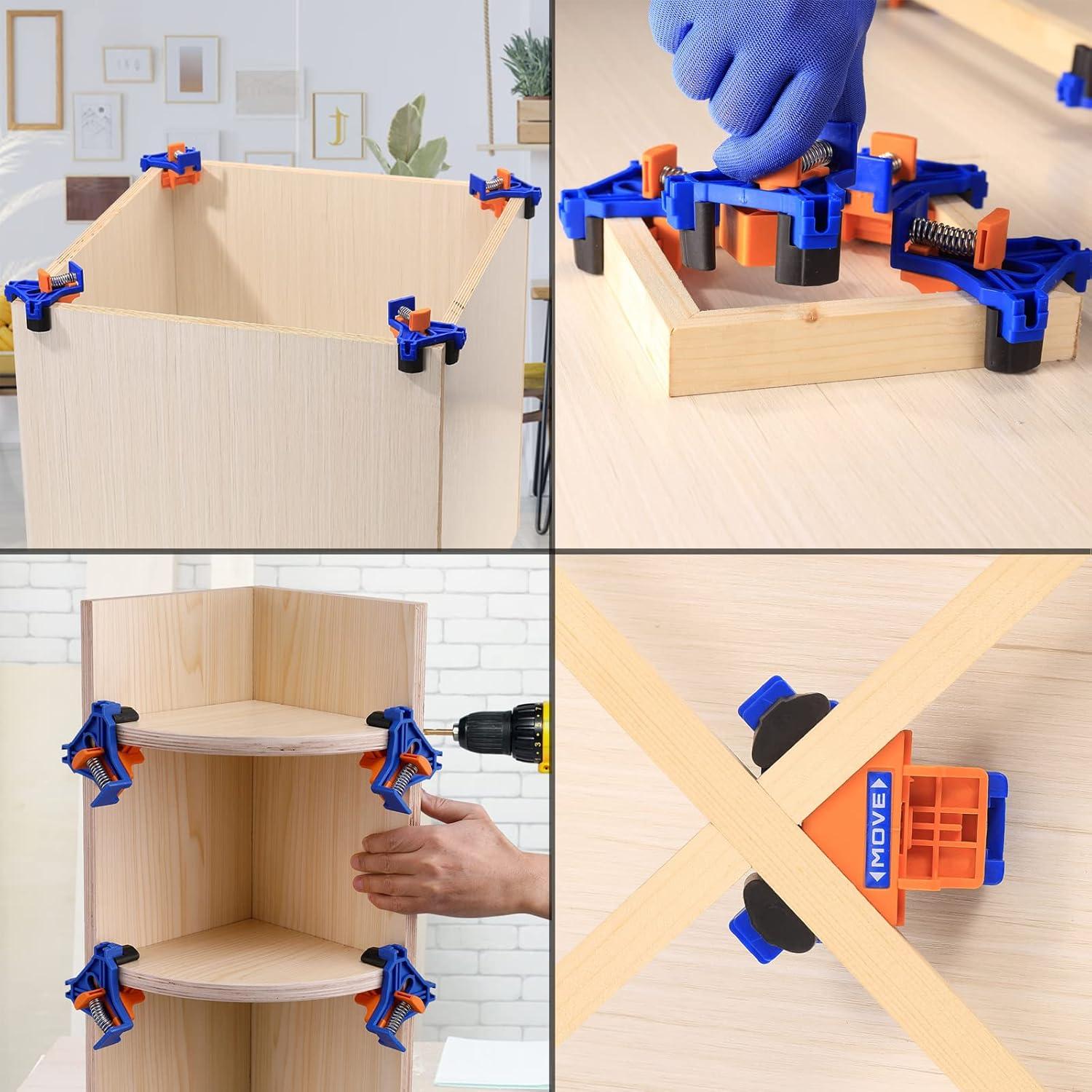 Abrazaderas de esquina YANZI, juego de 4, 90 grados, azul