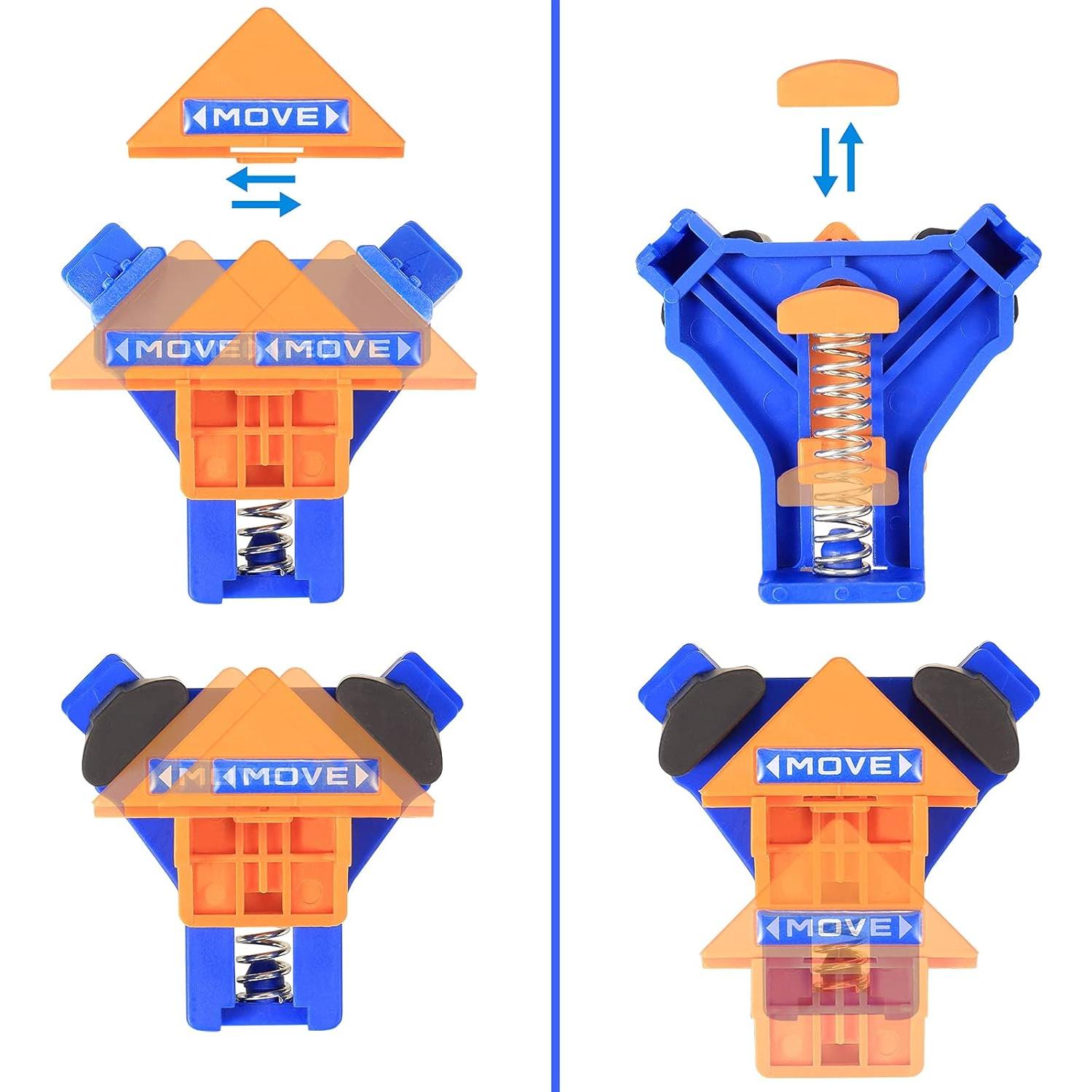 Abrazaderas de esquina YANZI, juego de 4, 90 grados, azul