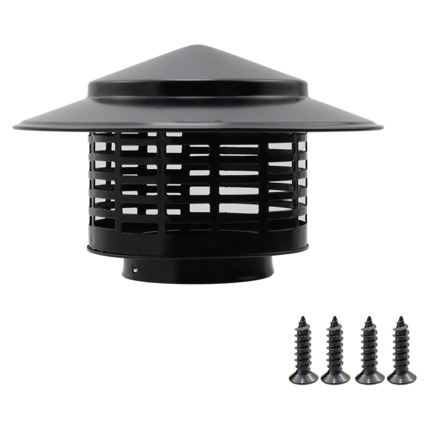 T Tulead Tapa de Chimenea Redonda 75mm Acero Inoxidable Negra