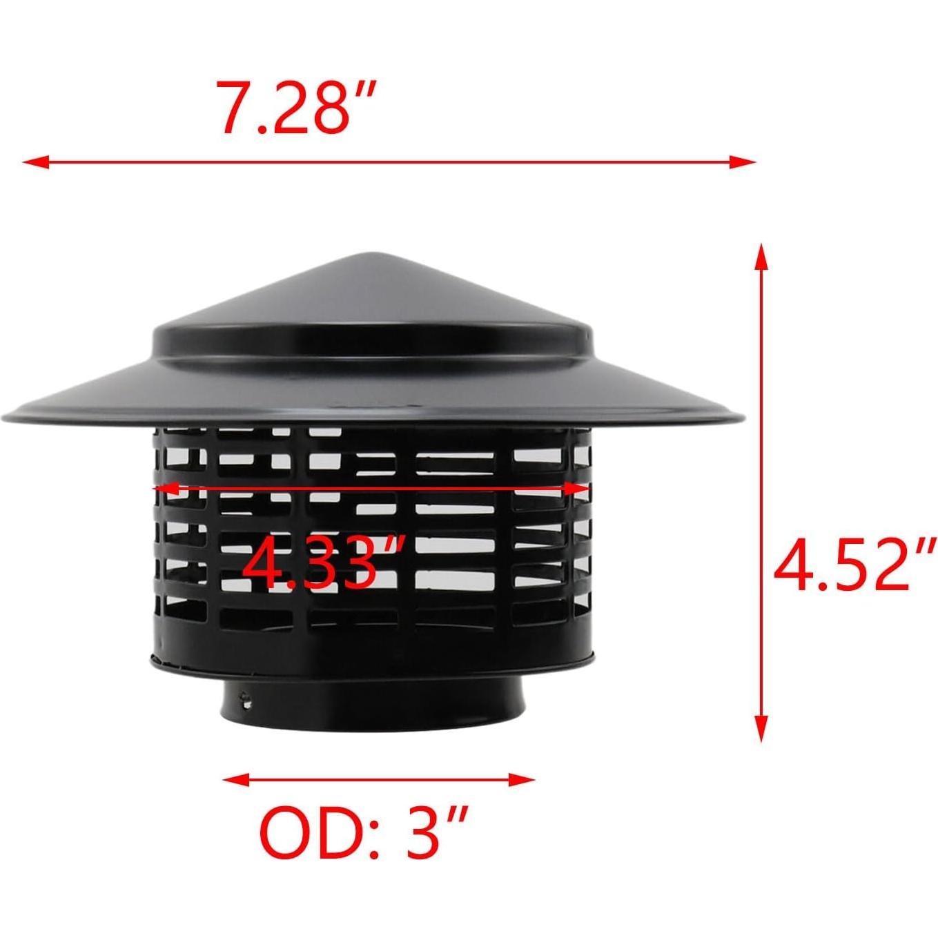T Tulead Tapa de Chimenea Redonda 75mm Acero Inoxidable Negra