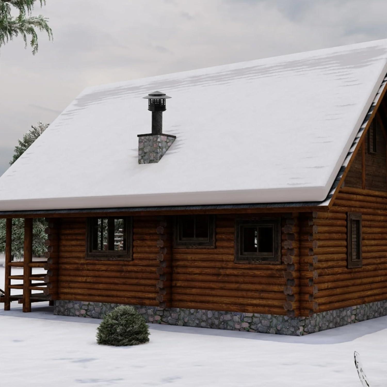 T Tulead Tapa de Chimenea Redonda 75mm Acero Inoxidable Negra