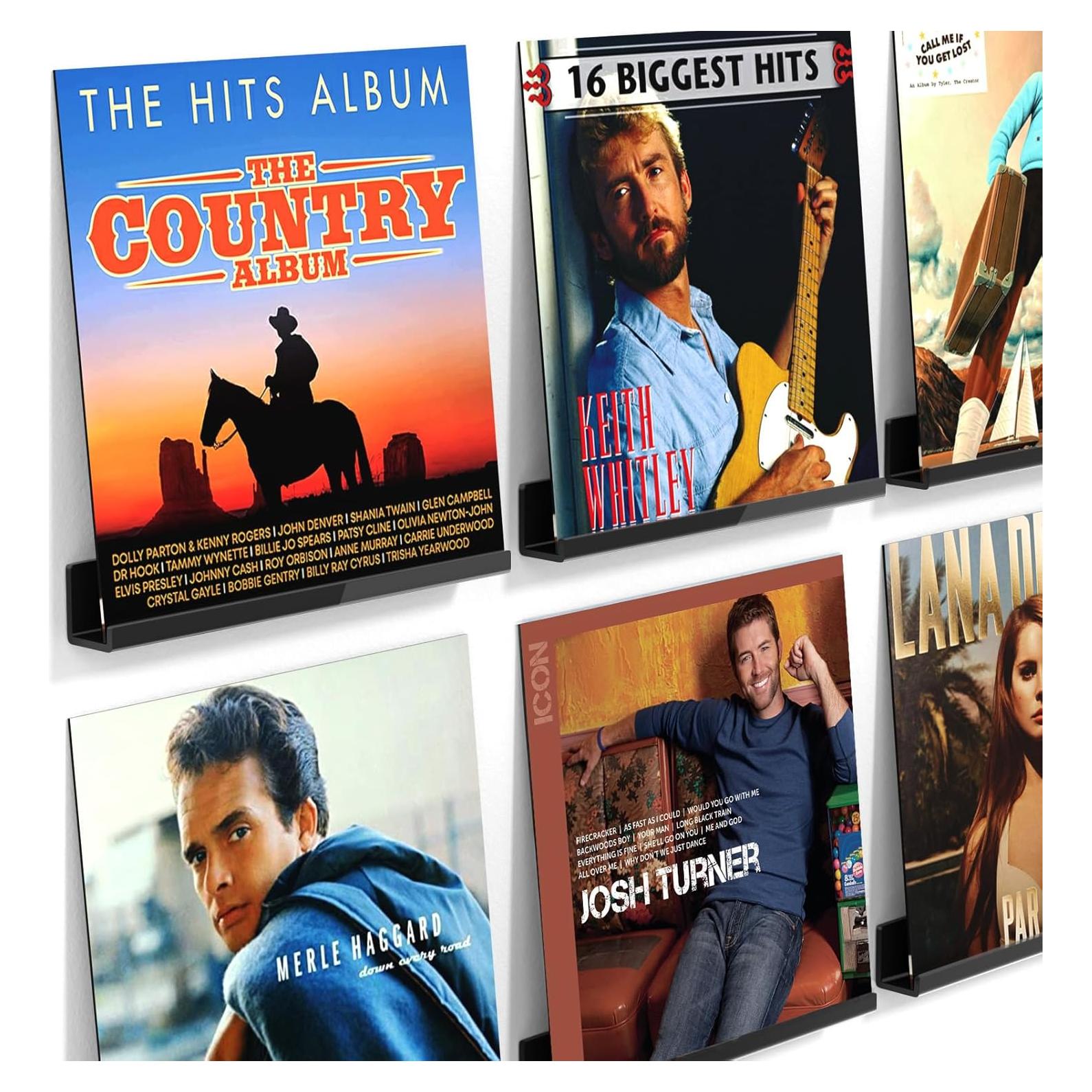 Estante de Exhibición de Discos de Vinilo FEMELI - 6 Piezas Acrílico Negro