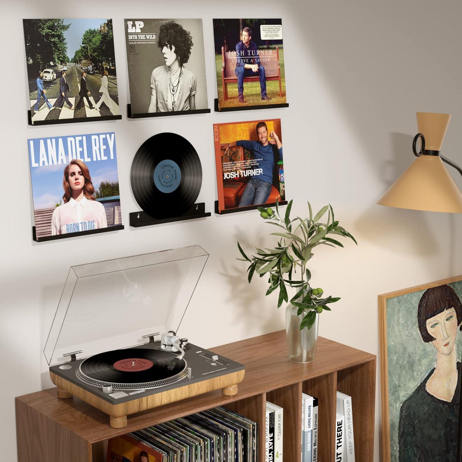 Estante de Exhibición de Discos de Vinilo FEMELI - 6 Piezas Acrílico Negro