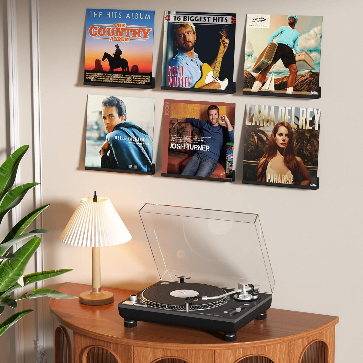 Estante de Exhibición de Discos de Vinilo FEMELI - 6 Piezas Acrílico Negro