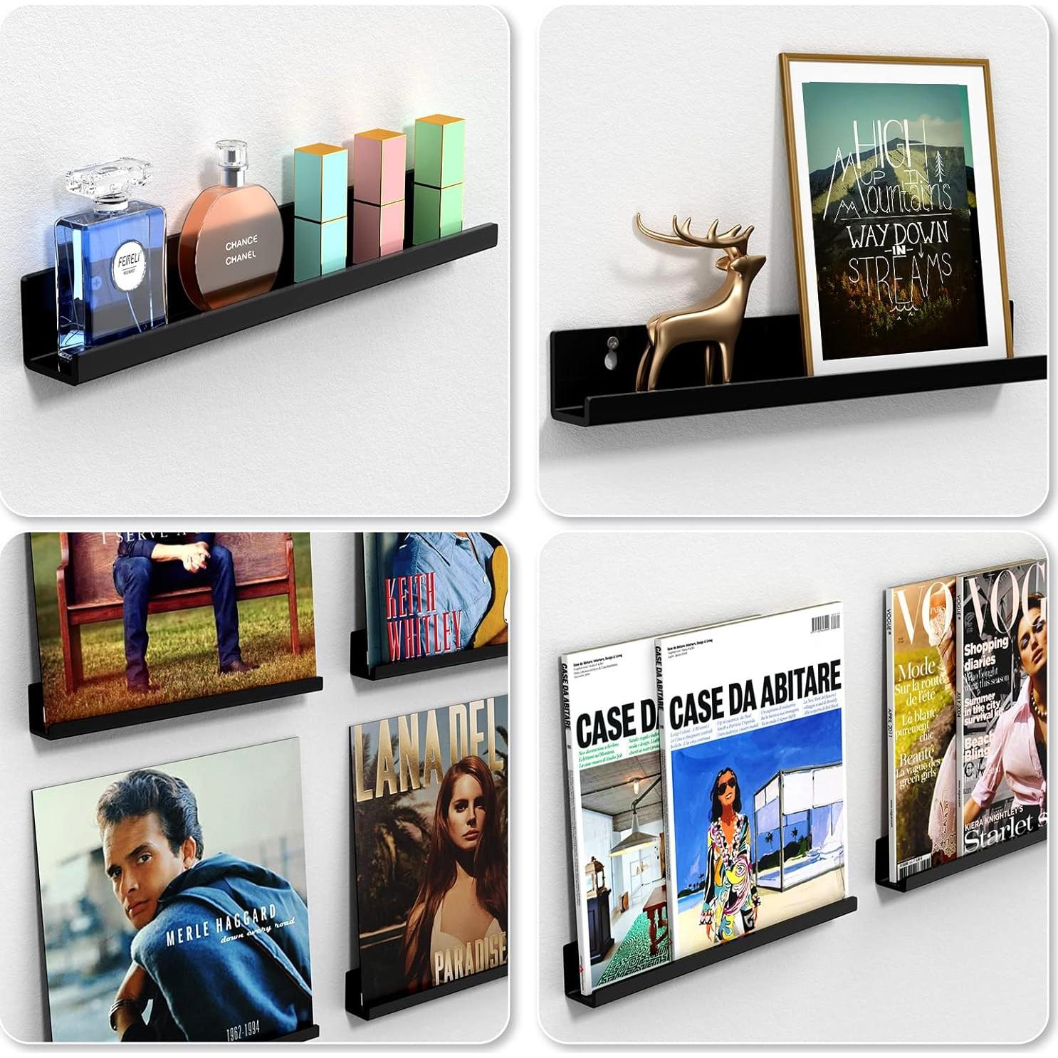 Estante de Exhibición de Discos de Vinilo FEMELI - 6 Piezas Acrílico Negro