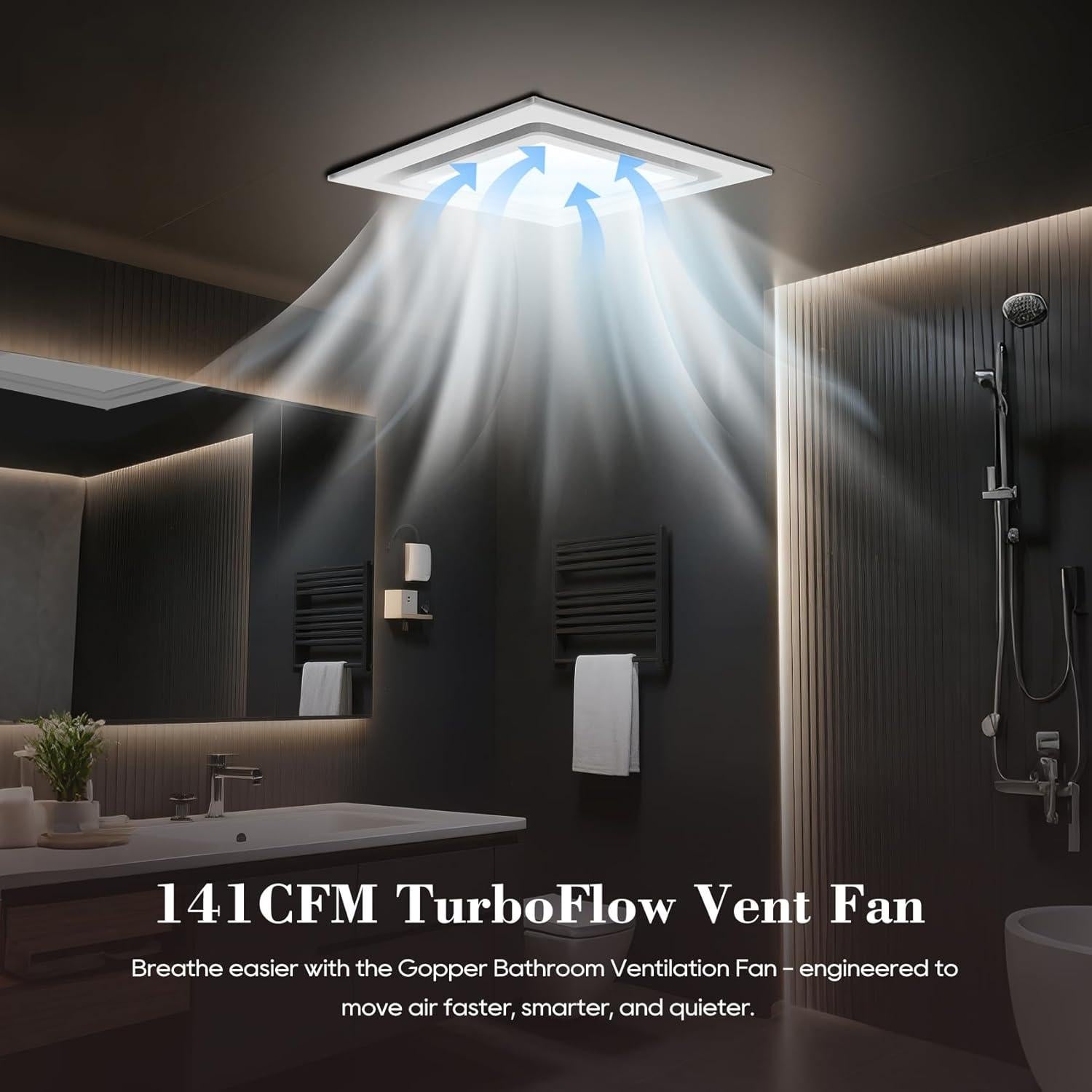 Ventilador Extractor de Baño Gopper con Luz LED 12W 141CFM